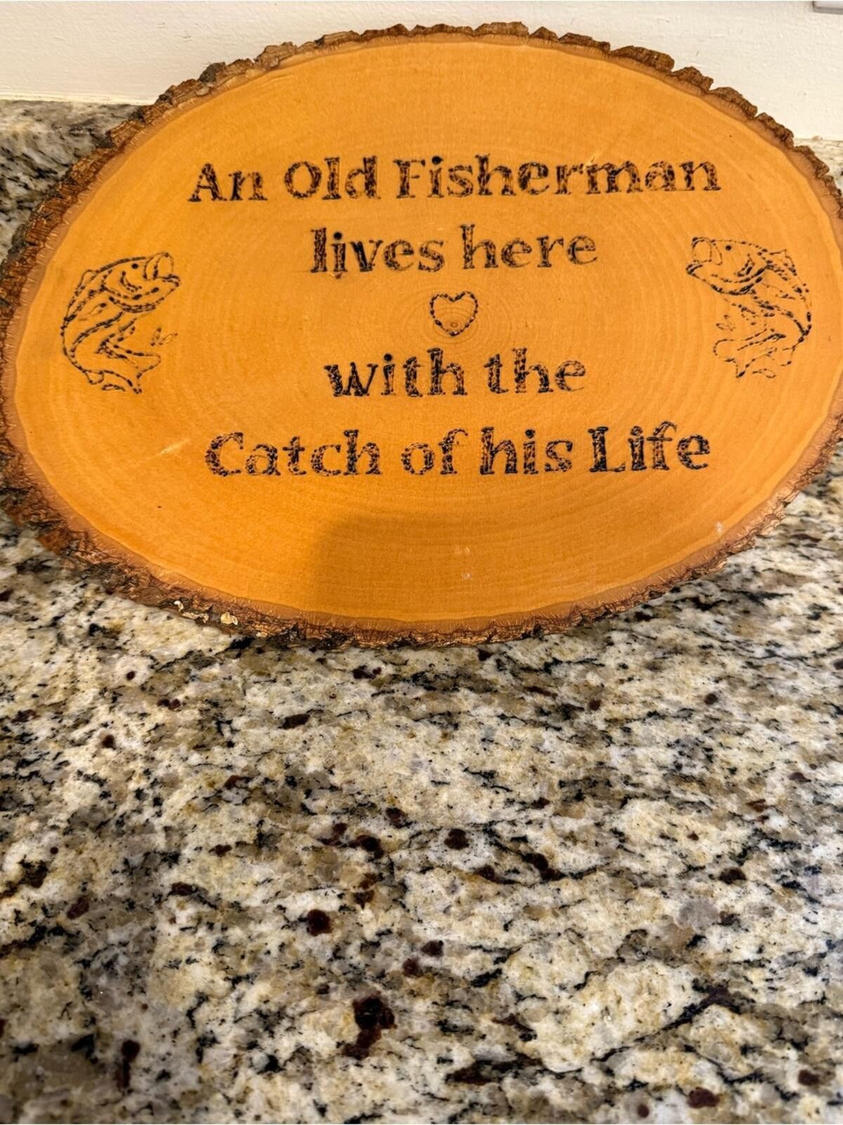 Other Fisherman natural wooden oval engraved plaque bark trim Size ONE SIZE - 1 Thumbnail
