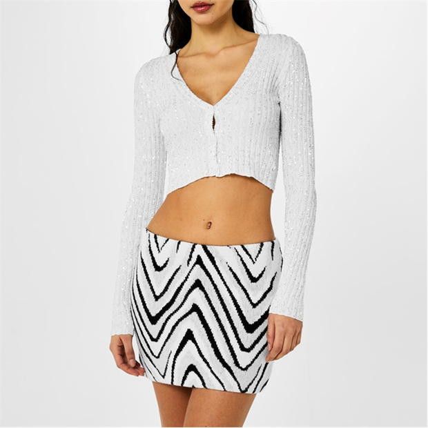 Missoni o1g2r1mq1124 Cardigan in Silver & White Size XS / US 0-2 / IT 36-38 - 3 Thumbnail