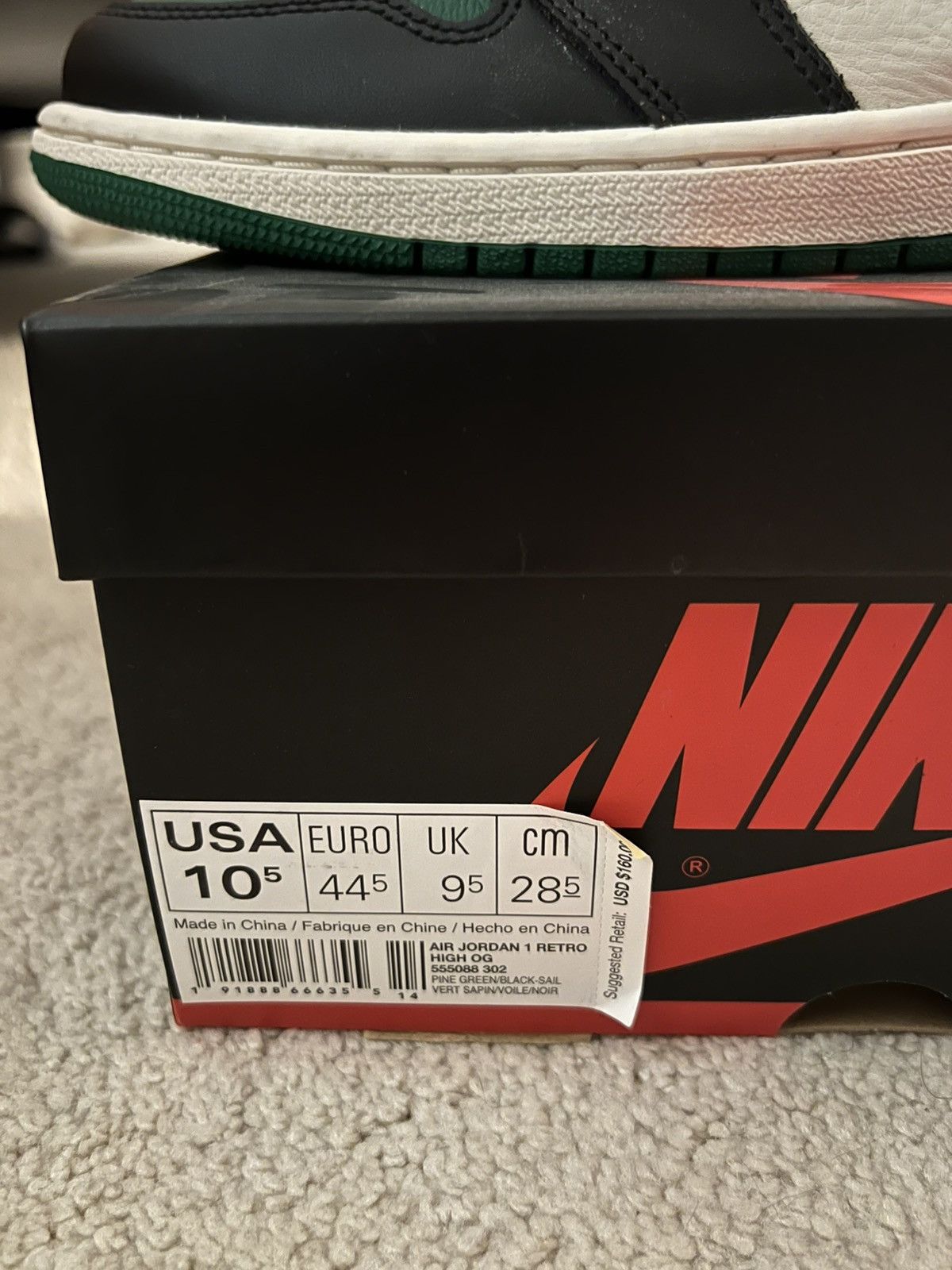 Nike Pine green jordan 1 Size US 10.5 / EU 43-44 - 6 Thumbnail