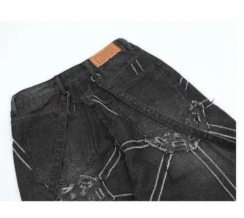 VIBE Embroidery Black Oversized Loose Jeans Size US 32 / EU 48 - 8 Thumbnail