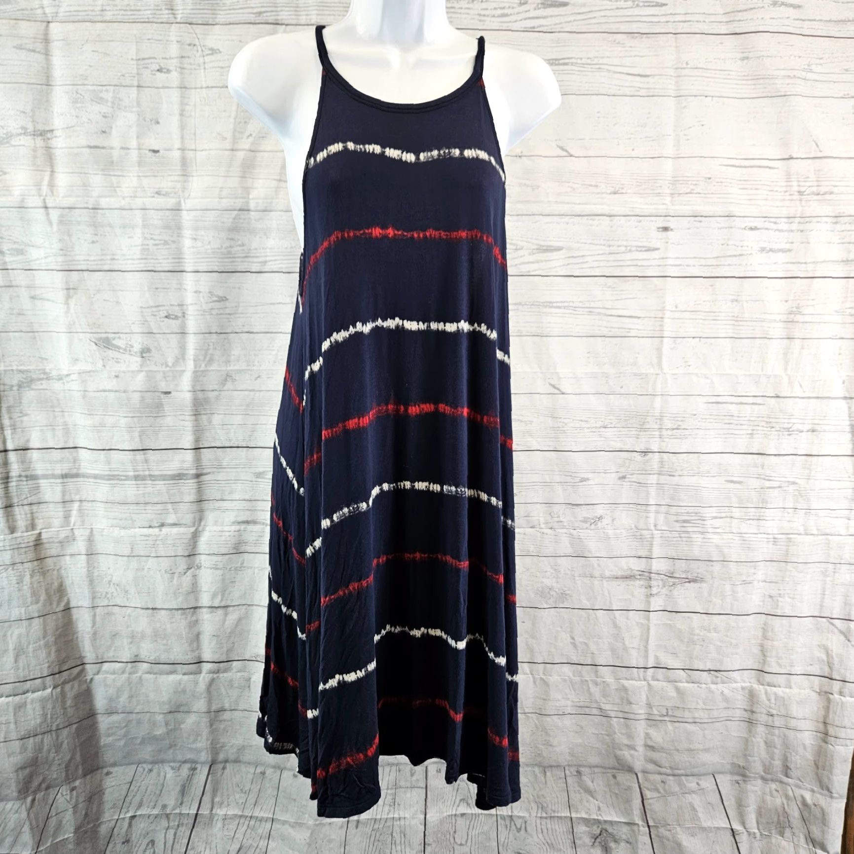 Old Navy Old Navy Womens Dress Sz Small Blue Red Stripe Sleeveless Rayon Blend Size S / US 4 / IT 40 - 2 Thumbnail