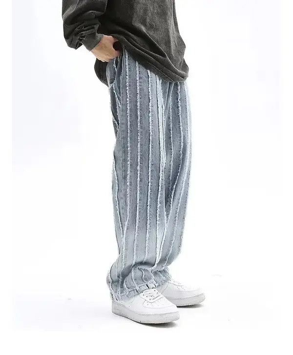 VIBE Striped Baggy Flared Wide Leg Jeans y2k retro Size US 32 / EU 48 - 2 Thumbnail