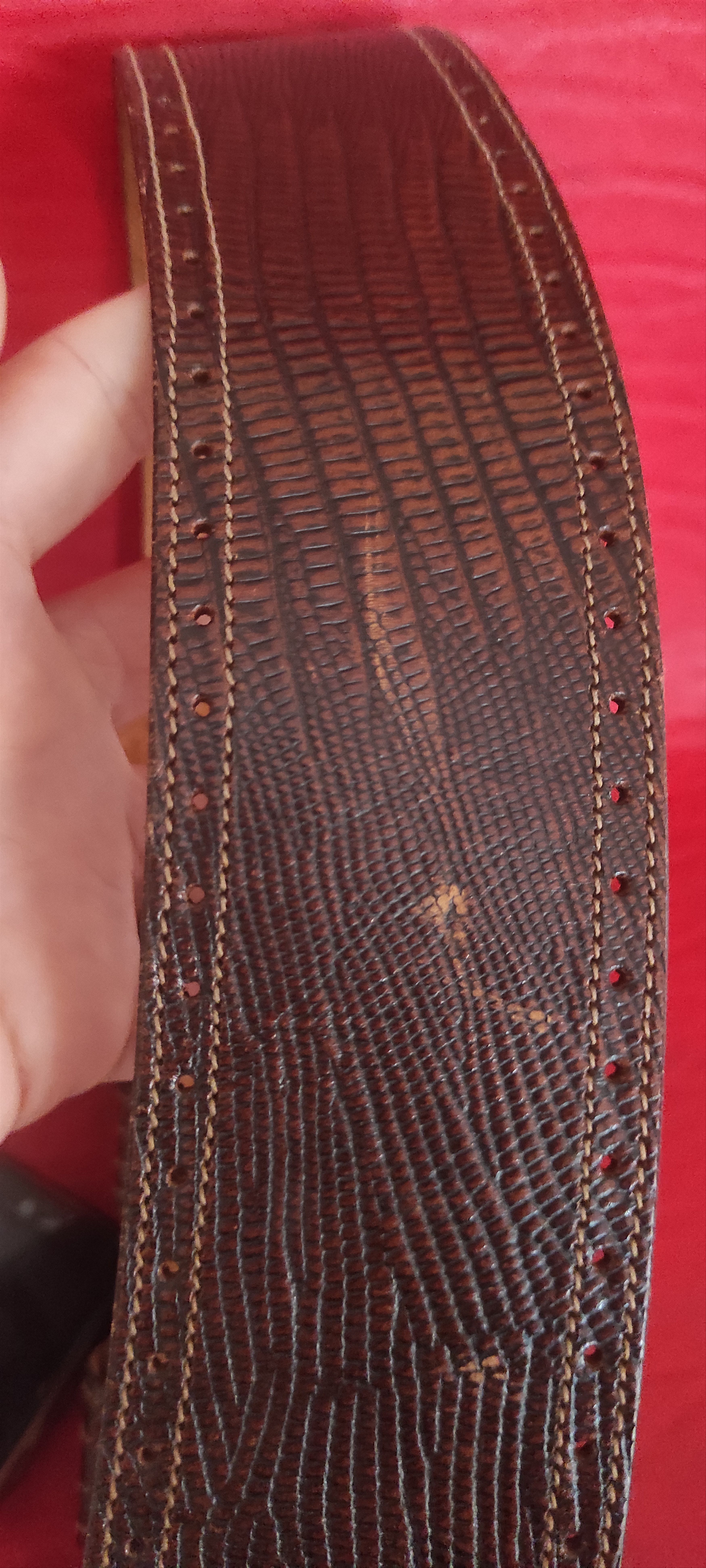 Genuine Leather Il Cinturaio Western Leather Belt Brass Buckle Made in Italy Size ONE SIZE - 12 Thumbnail