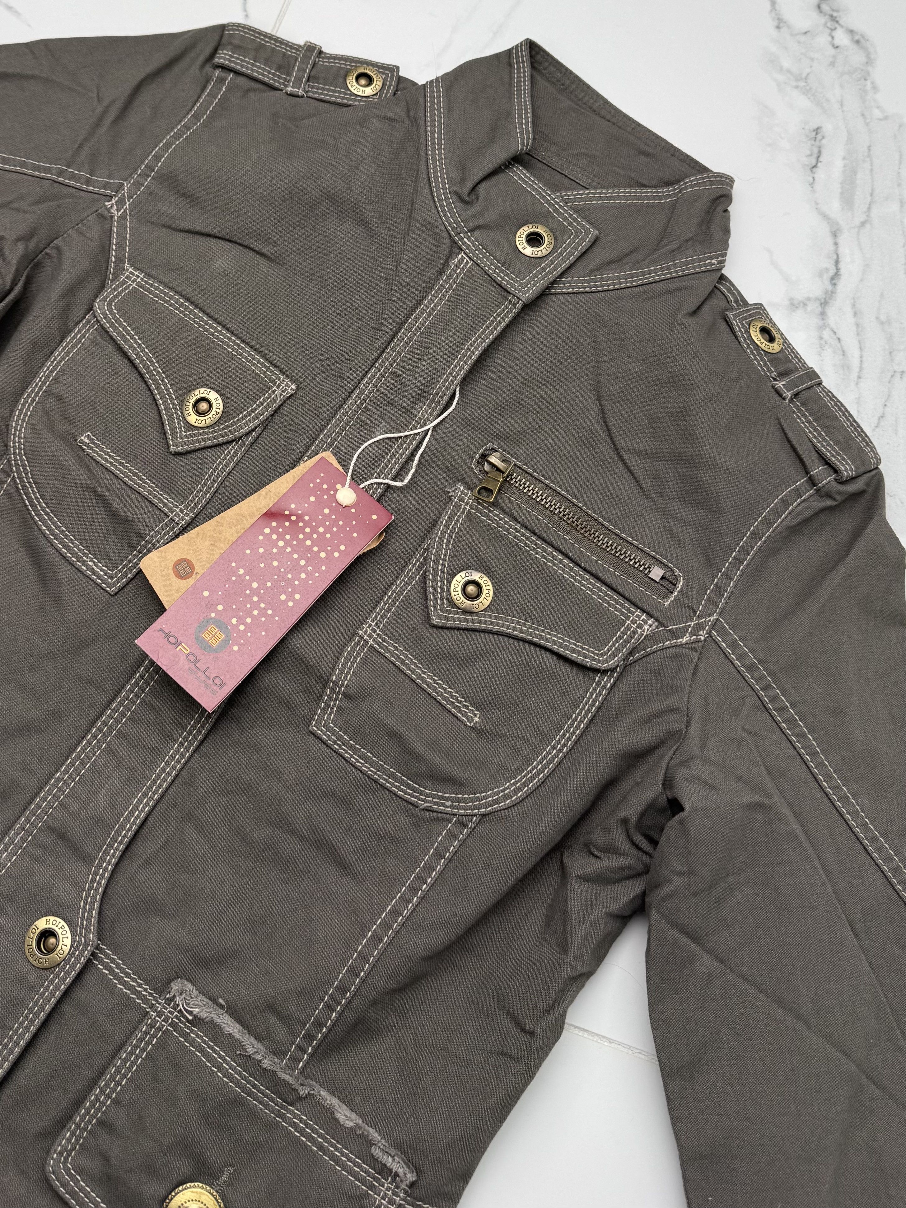 Vintage Women Grey Utility Jacket Y2K Vintage Military Style Coat Size S / US 4 / IT 40 - 5 Thumbnail