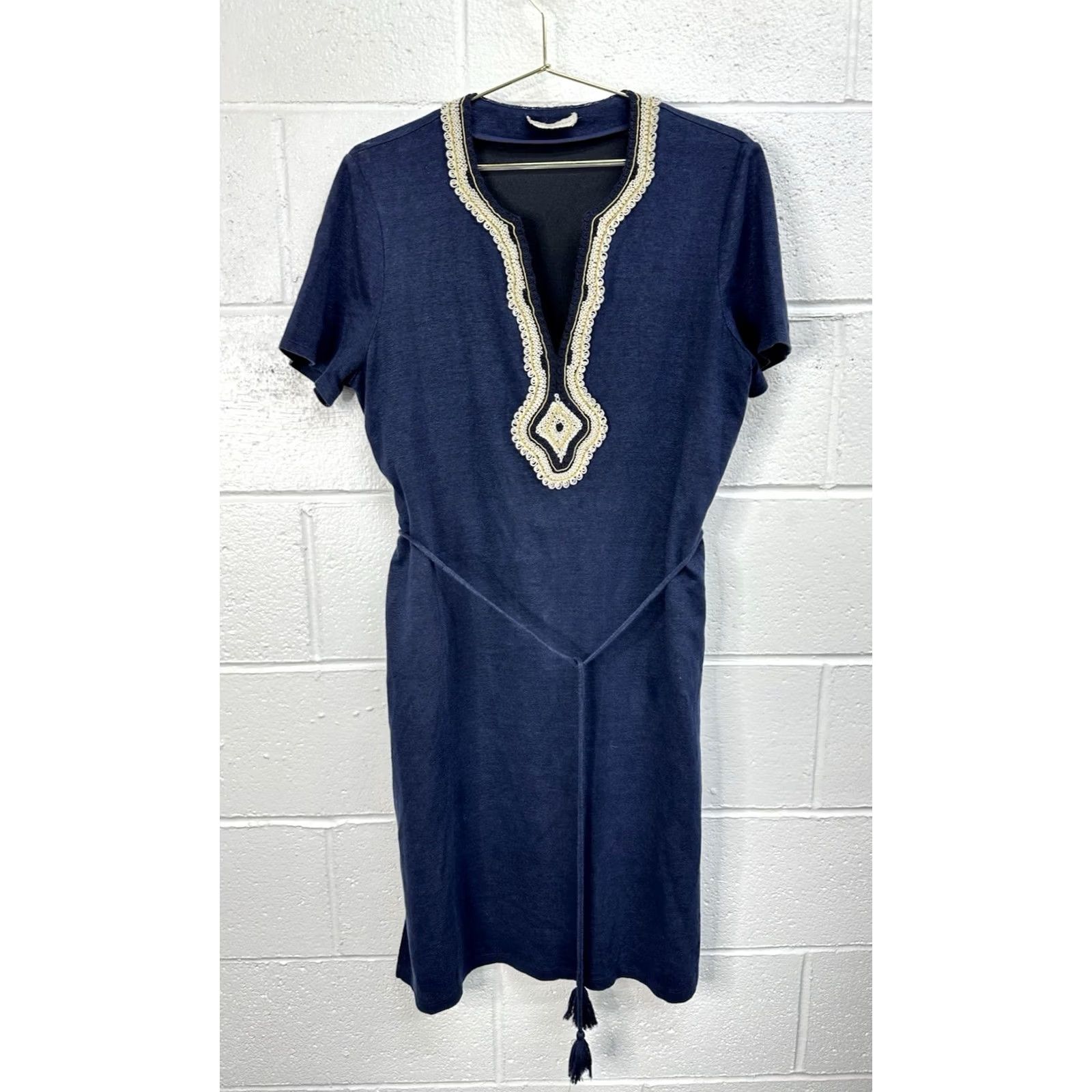 Tory Burch Tory Burch Liliana Soutache Linen Dress Navy Blue S Dress Knee Length Women Linen Color Blue 90s? Market? Size S / US 4 / IT 40 - 5 Thumbnail