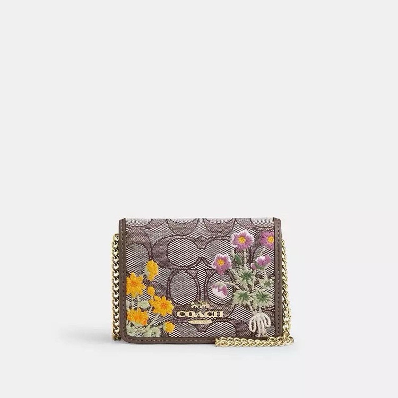 Coach NWT Coach Mini Wallet On A Chain Floral Embroidery CEF60 Size ONE SIZE - 8 Thumbnail