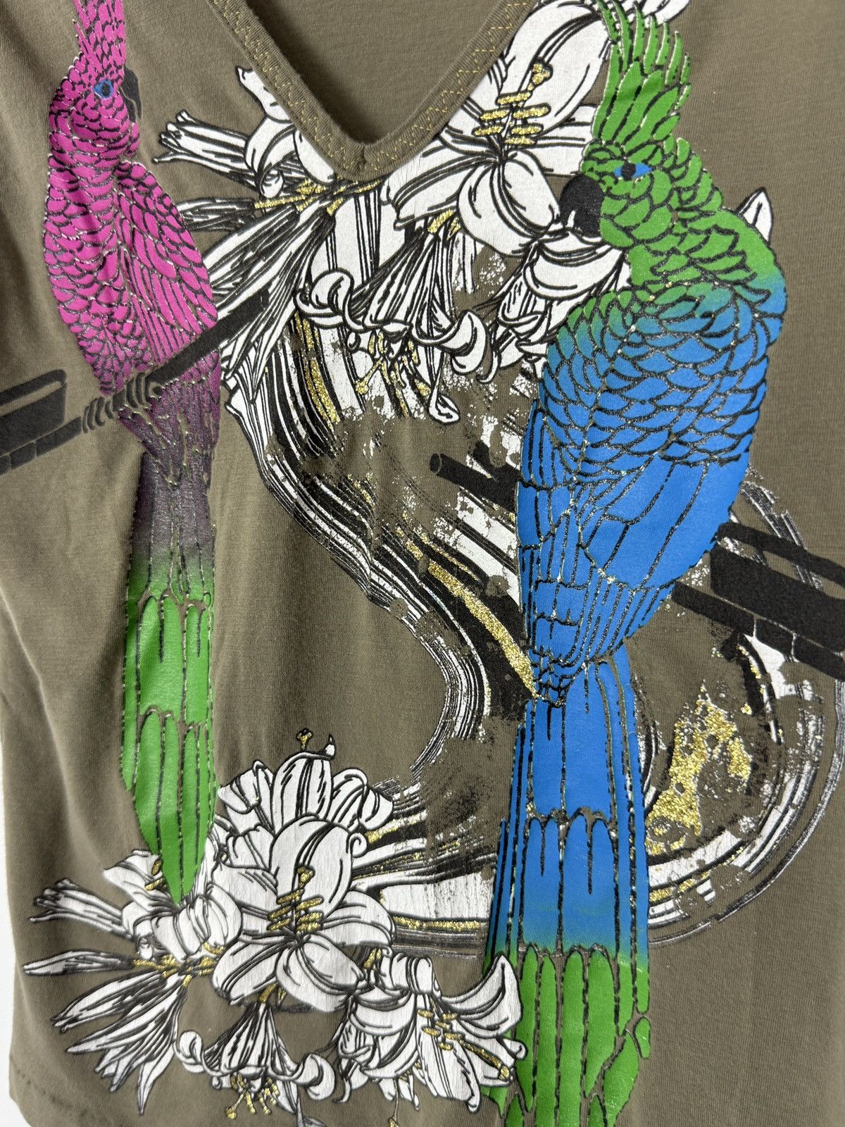 Just Cavalli Y2K Vintage Just Cavalli Parrots Graphic Tank Top M 2000s Size M / US 6-8 / IT 42-44 - 3 Thumbnail