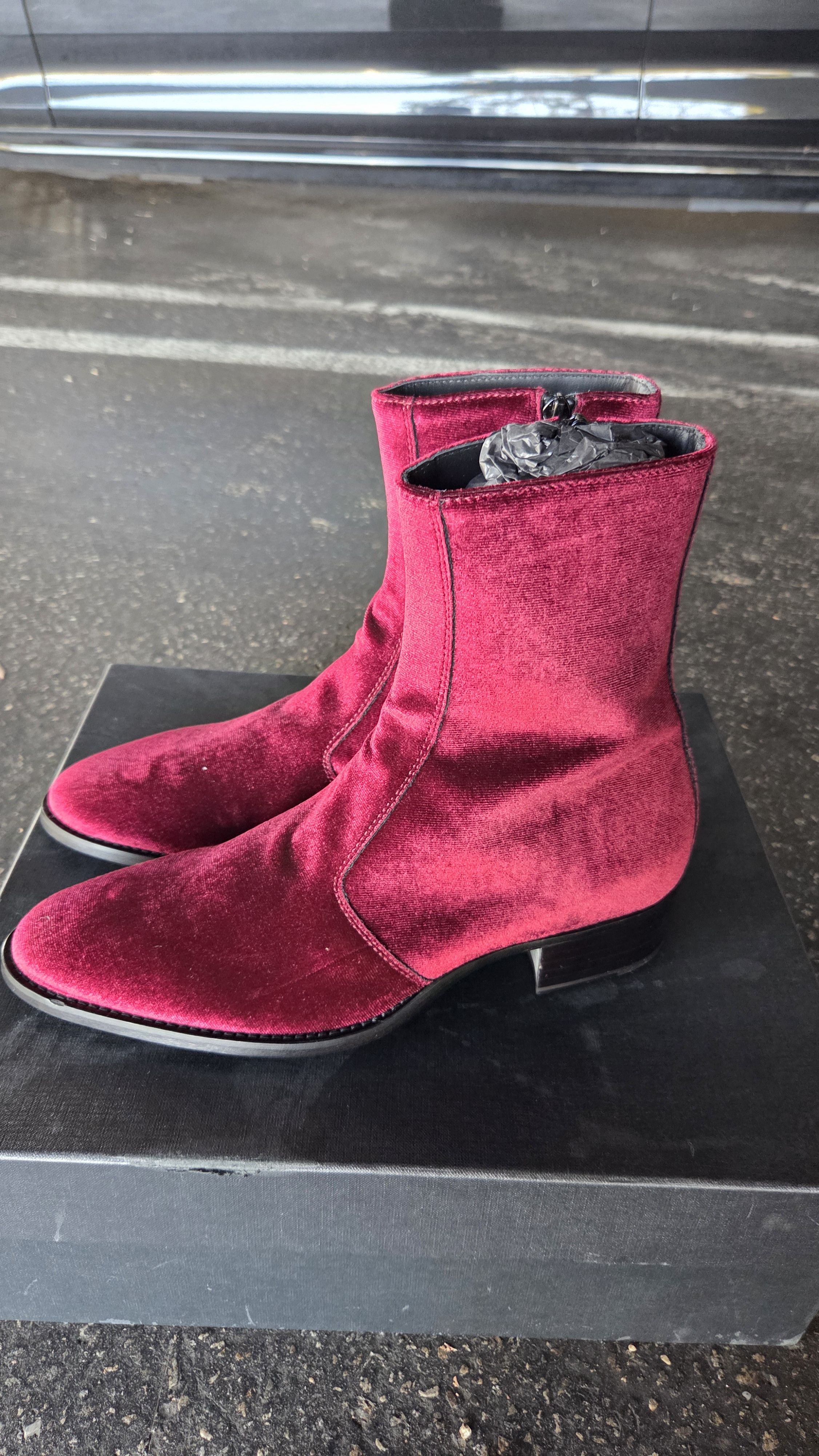 From The First From the First Red Lucas velvet chelsea boots 41 Size US 8 / EU 41 - 5 Thumbnail