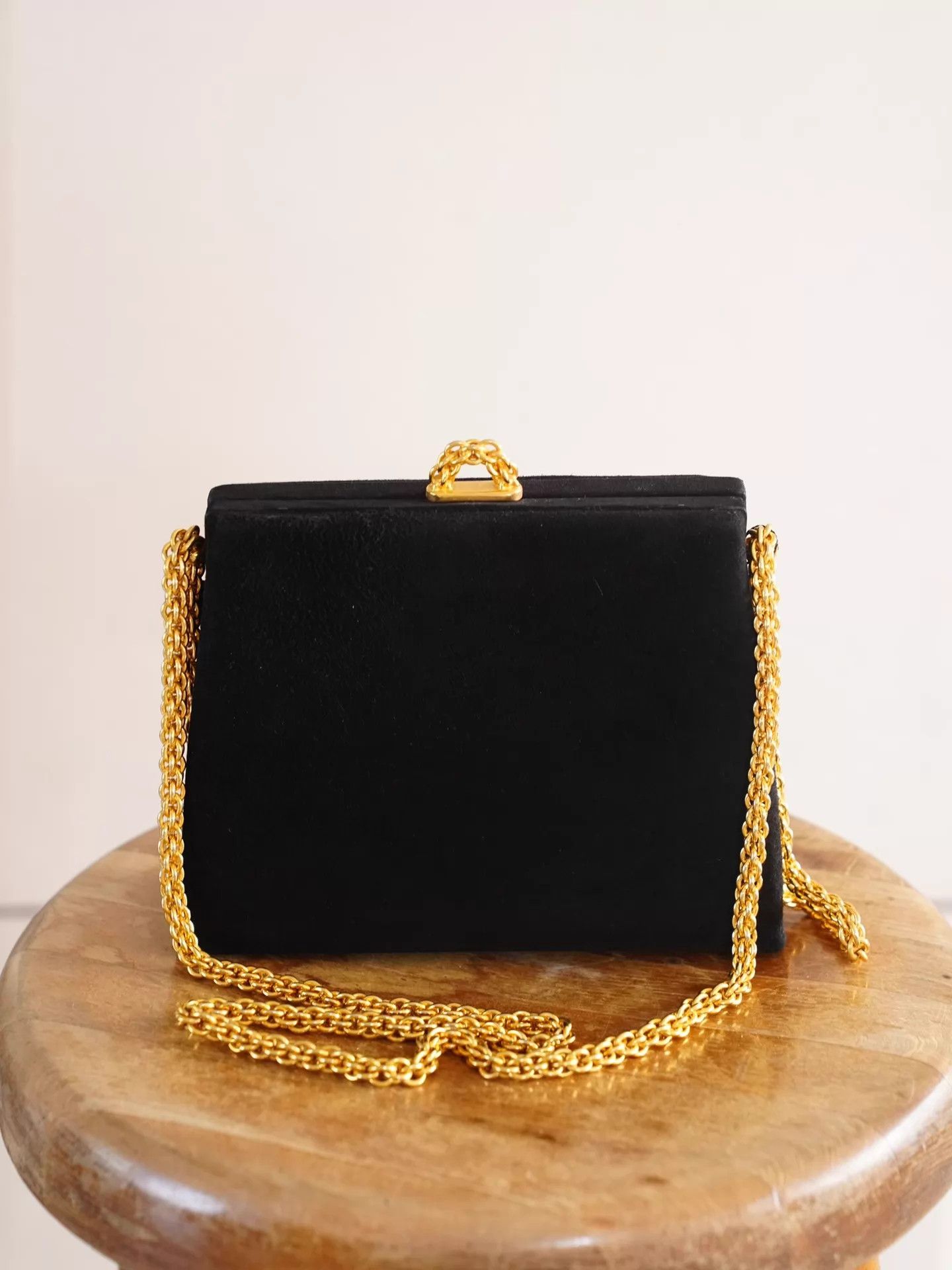 Paloma Picasso Paloma Picasso Vintage Black Gold Suede Chain Box Bag Size ONE SIZE - 1 Thumbnail