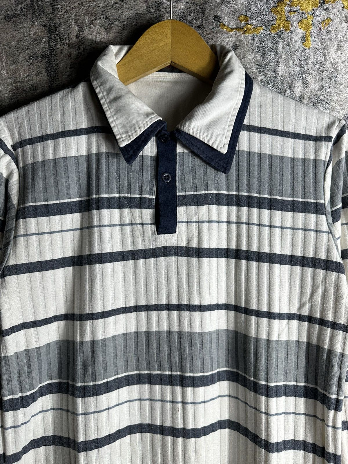Yohji Yamamoto STOG WAVY STRIPED UNDEFINED DOUBLE LAYER SHIRT WESTERN Size US M / EU 48-50 / 2 - 2 Thumbnail