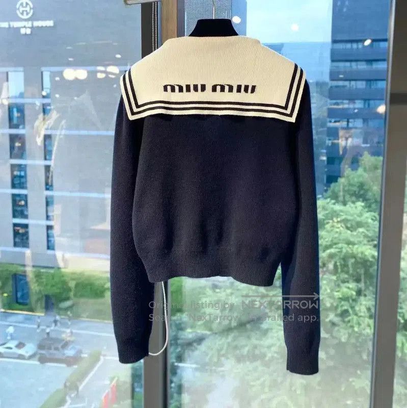 Miu Miu Miu Miu Navy Cashmere Pullover Sweater . Size XXS / US 00 / IT 34 - 2 Thumbnail