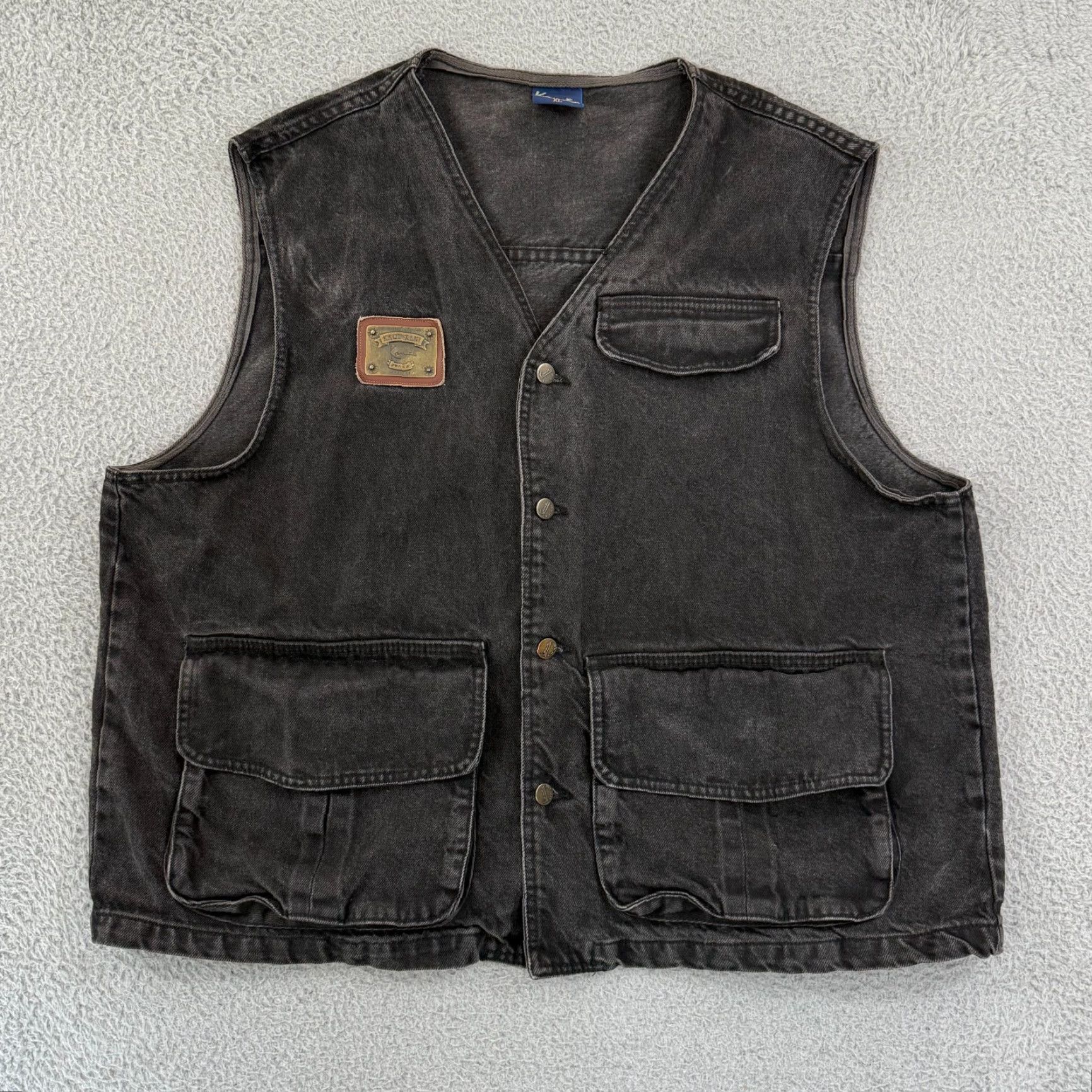 Karl Kani VINTAGE Karl Kani Vest Men XL Black Denim Pocket Button 90s Biker Motorcycle Size US XL / EU 56 / 4 - 2 Thumbnail