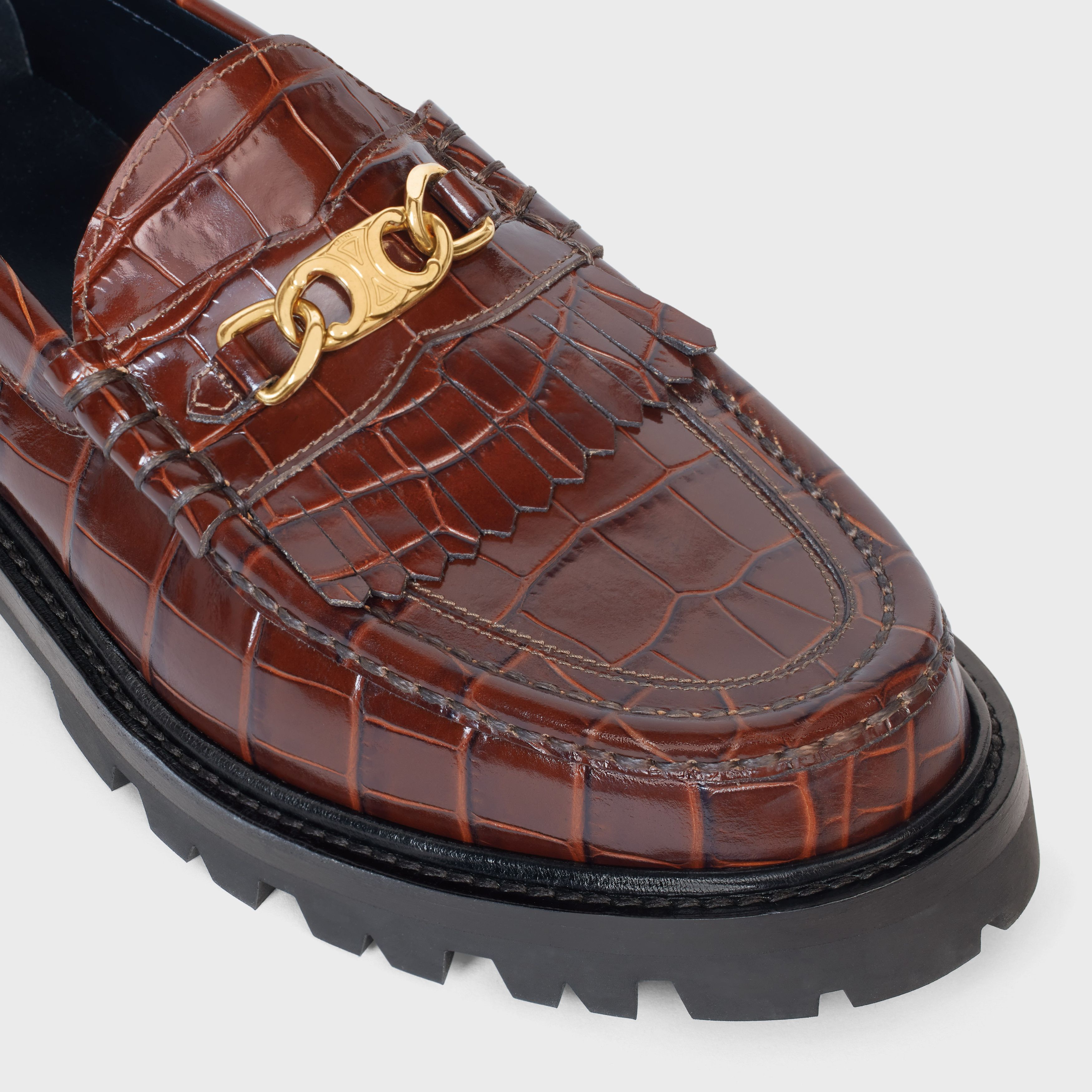 Celine o1bcso1str0724 Chunky Loafer Triomphe Crocodile Stamped Size US 6 / IT 36 - 4 Thumbnail