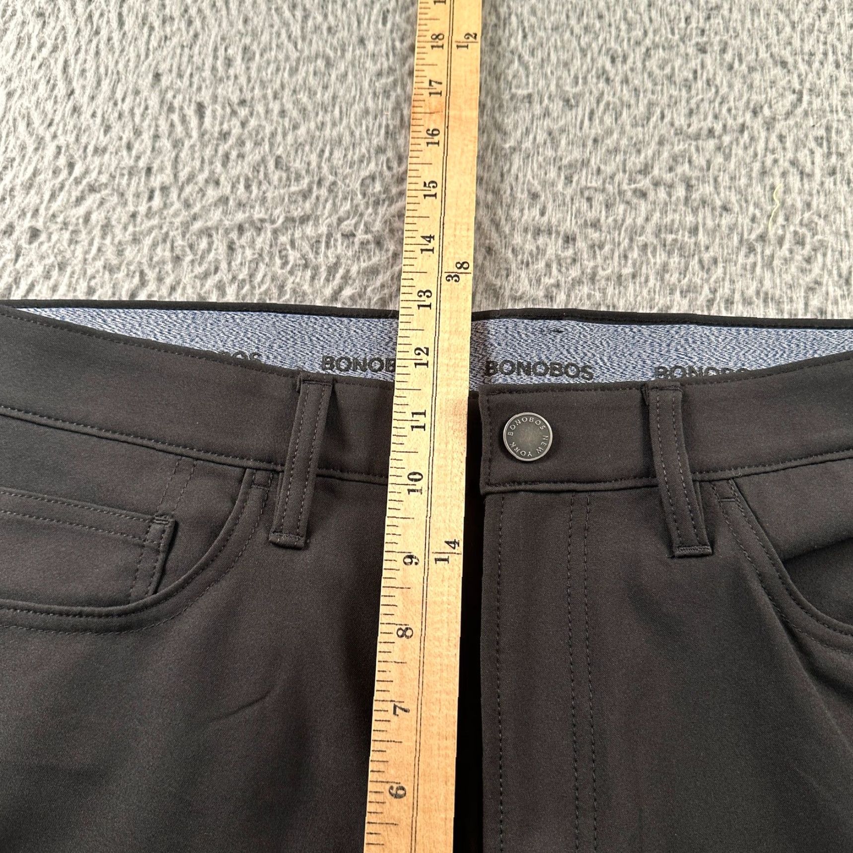 Bonobos Bonobos Golf Pants Mens 33x34 Slim Black Stretch Performance Straight Polyester Flat Front Button Front Pants Sports Mens Size US 33 - 5 Thumbnail