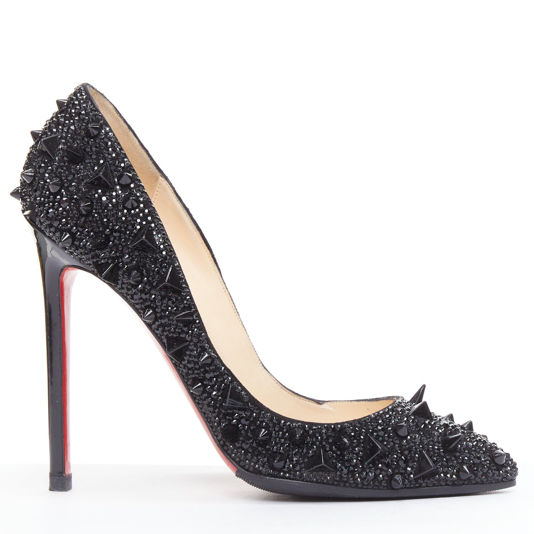 Christian Louboutin CHRISTIAN LOUBOUTIN Pigalili Potpourri Fifi 120 black spike strass pumps EU37 Size US 7 / IT 37 - 1 Thumbnail