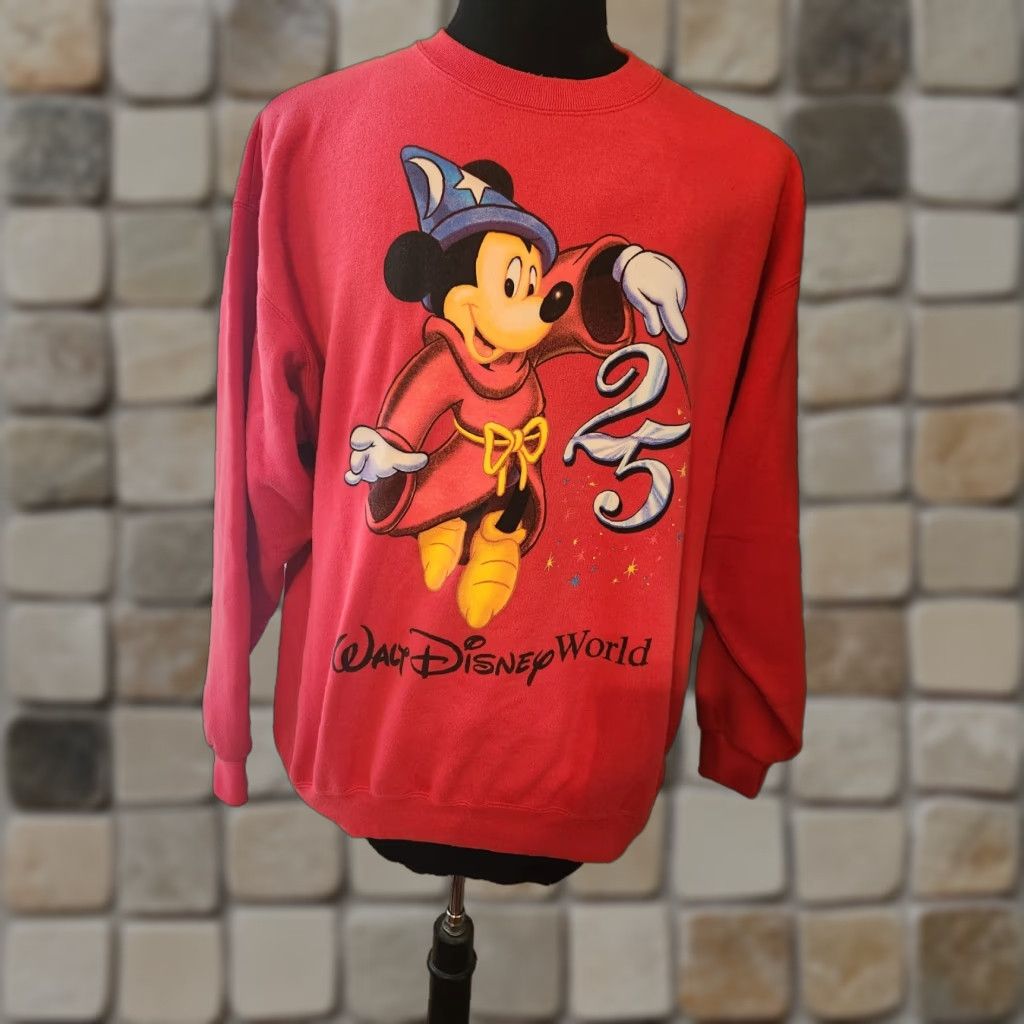 Disney VTG Mickey Inc Crewneck Sweatshirt Size L Red 1990s Walt Disney World 25th Anniversary Mickey Mouse Casual Mens Women? Size US L / EU 52-54 / 3 - 1 Thumbnail