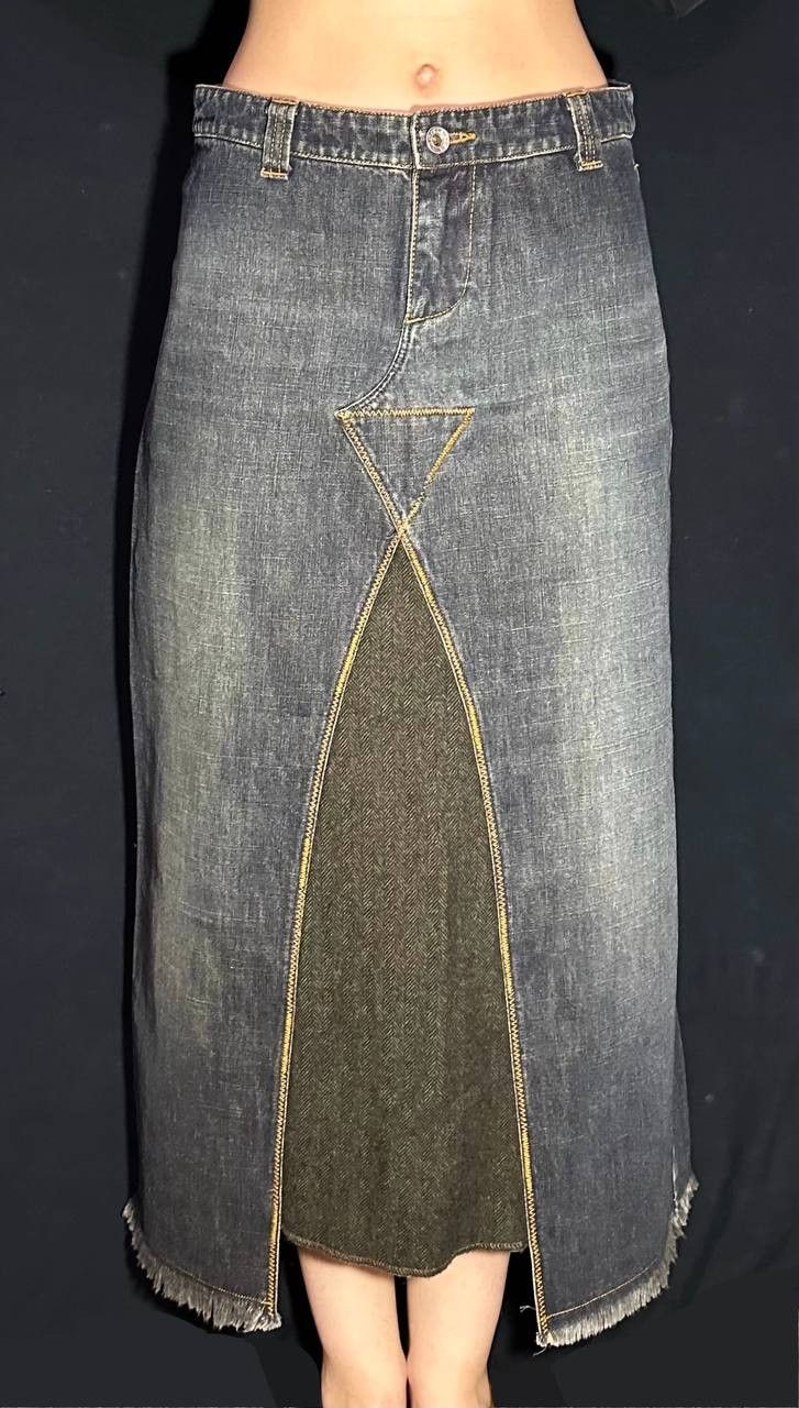 Miss Sixty × Vintage Miss Sixty Miss60 denim midi skirt Jeans Dark Denim Y2K Size 26" / US 2 / IT 38 - 2 Thumbnail