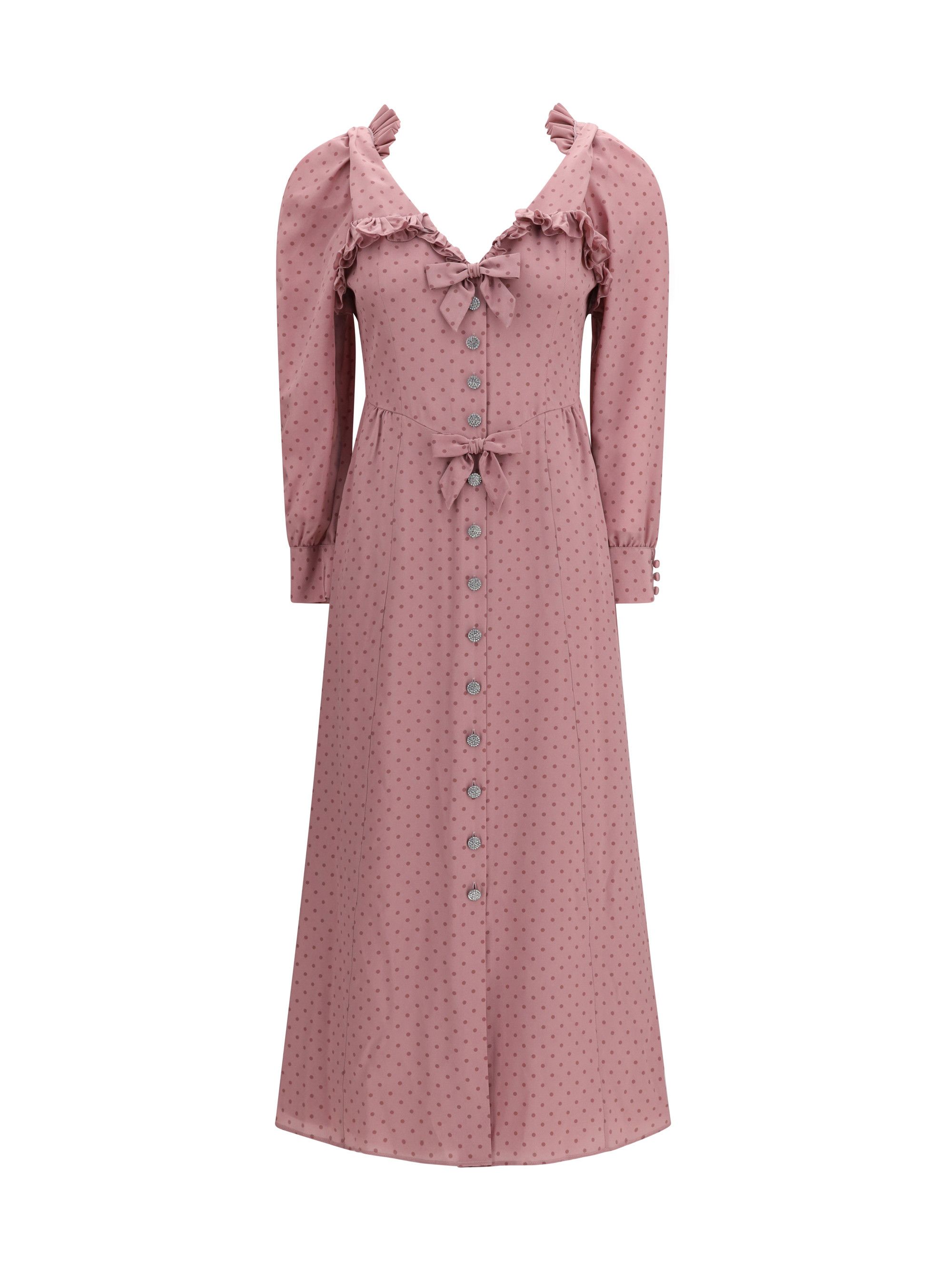 Alessandra Rich Polka Dot Midi Dress with Ruffles Size M / US 6-8 / IT 42-44 - 1 Thumbnail