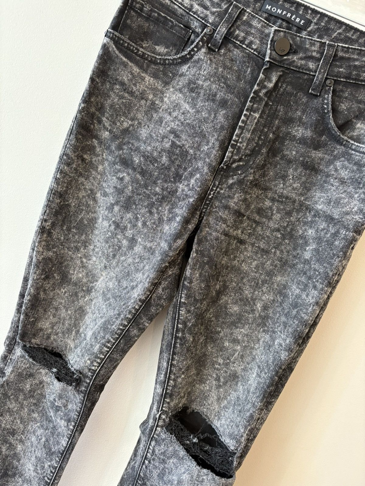 Monfrère Greyson Acid Wash Distressed Jeans 32x32