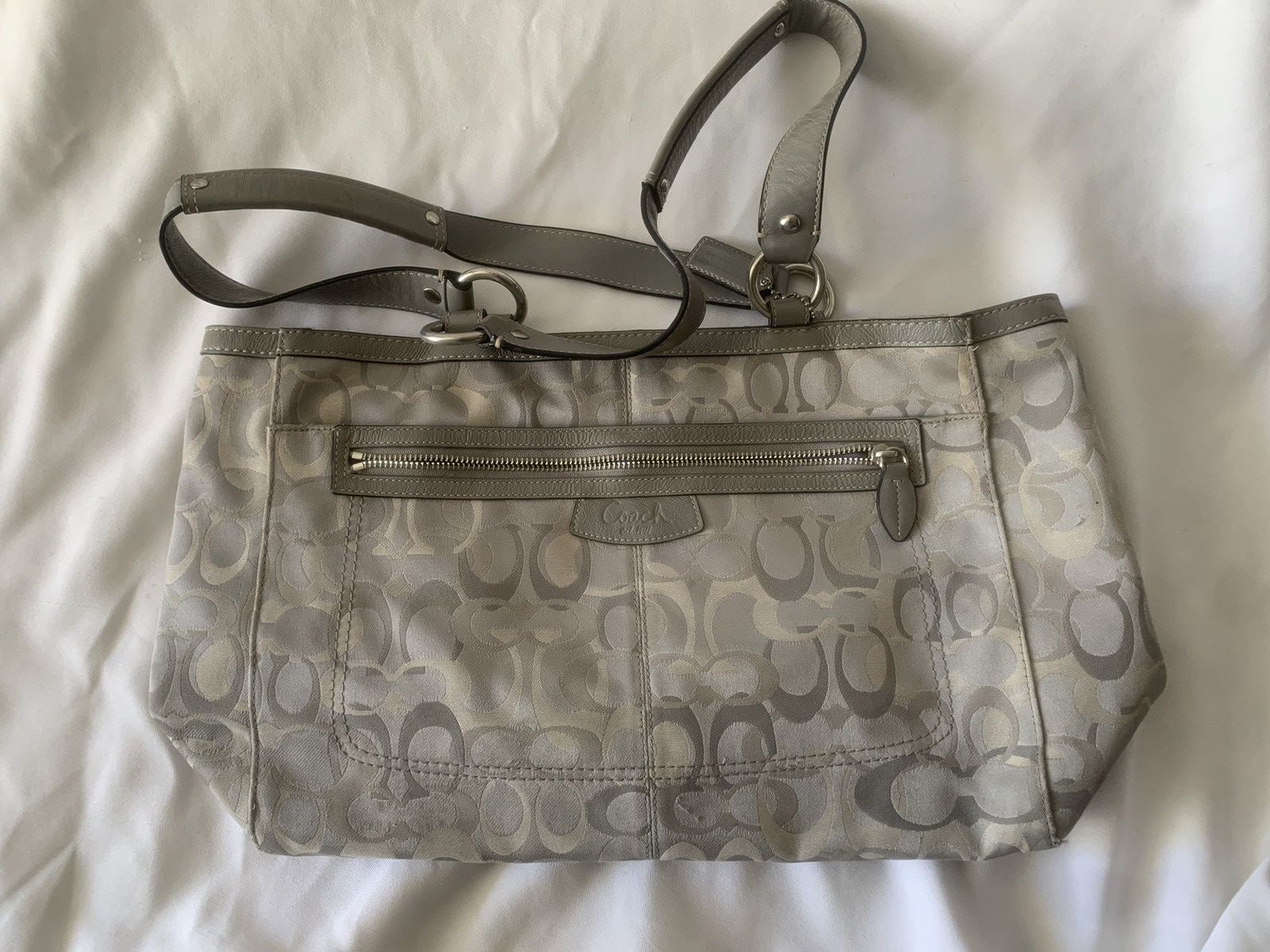 Coach Coach Signature Gallery Tote // Slate Grey & Lavender Sateen Size ONE SIZE - 2 Thumbnail