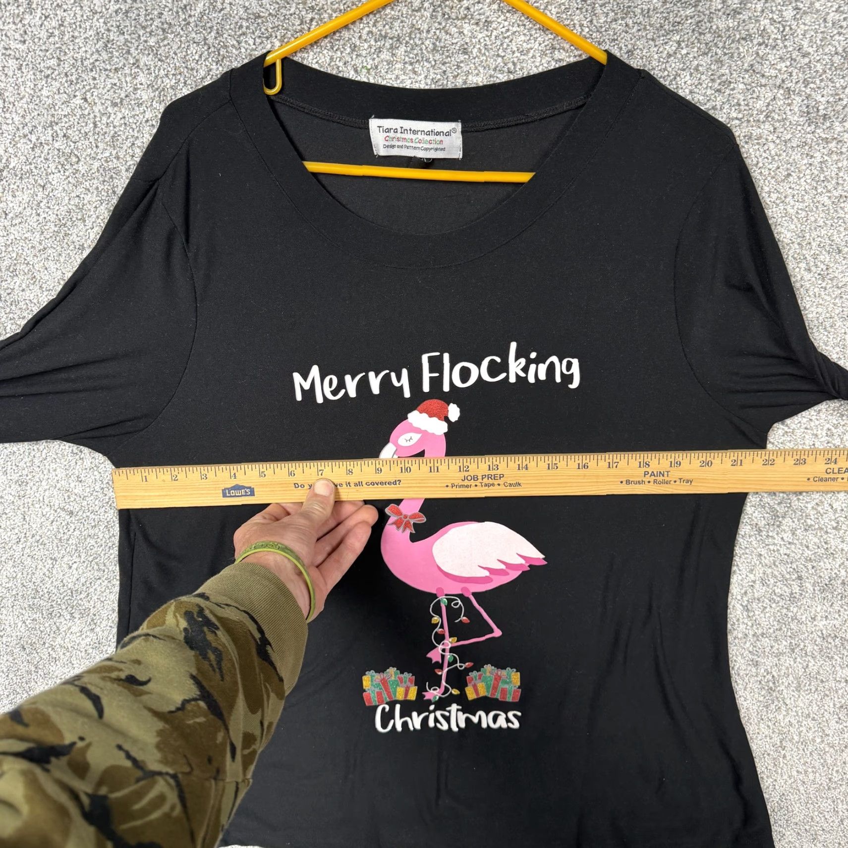 Vintage Tiara International Shirt Womens XL Black Merry Flocking Christmas Flamingo Tunic 3/4 Sleeve Scoop Neck Button Tab Holiday Womens Shirt Size XL / US 12-14 / IT 48-50 - 3 Thumbnail