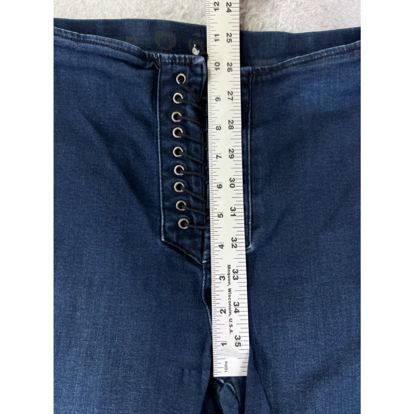 Vintage Peace Love World Jeans Womens 7 Blue Denim Flare Pullon Lace Up Cotton Jeans Size 28" / US 6 / IT 42 - 7 Thumbnail