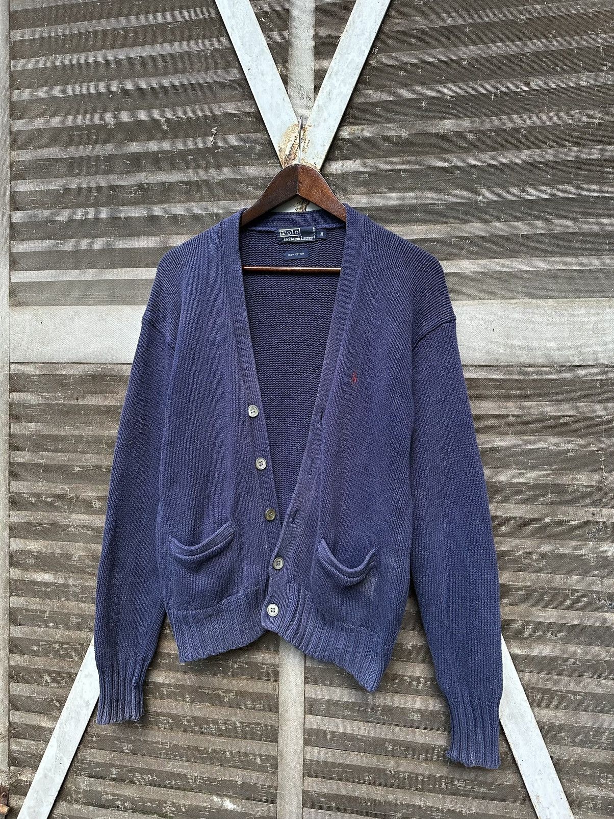 Vintage THRASHED Faded Polo Ralph Laurent Cardigan Size US M / EU 48-50 / 2 - 2 Thumbnail