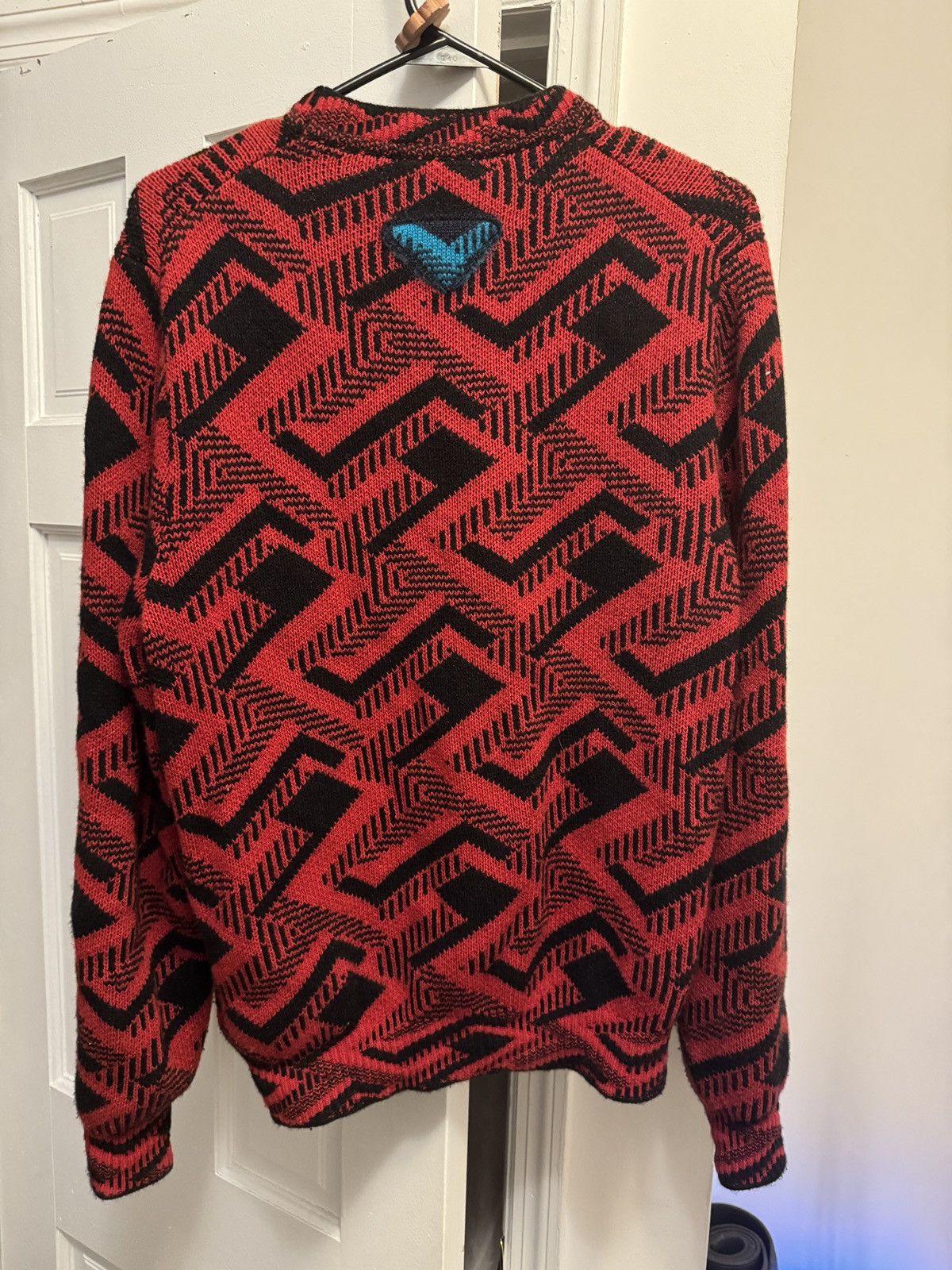 Prada × Raf Simons AW 21 cashmere red jacquard sweater Size US S / EU 44-46 / 1 - 2 Thumbnail