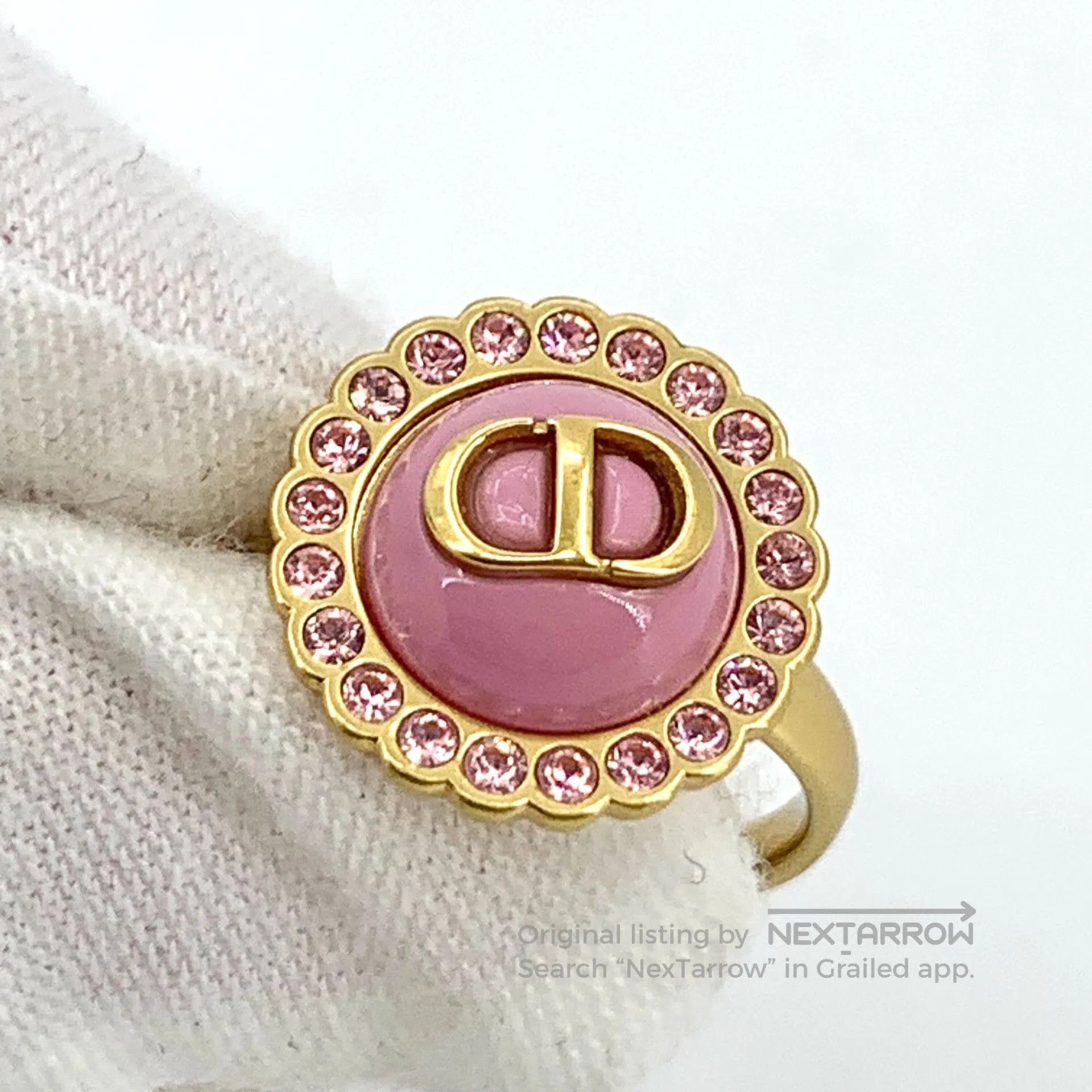 Dior Dior Pink Logo Diamond Ring. Size ONE SIZE - 5 Thumbnail