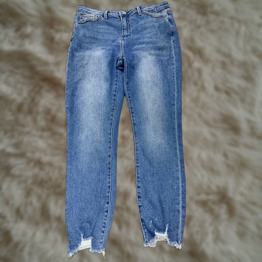 Vintage Womens Simple Society Jeans Ankle Blue Distressed Raw Edge Sz 11/30 Size 32" / US 10 / IT 46 - 1 Thumbnail