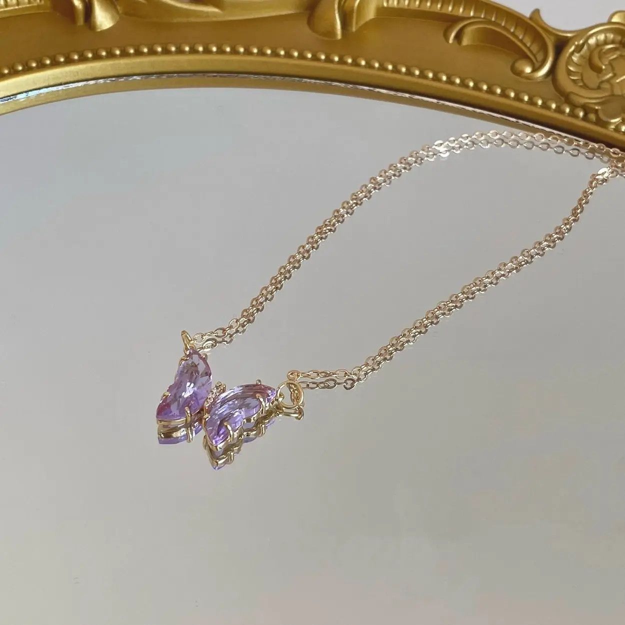 Jewelry Purple Butterfly Pendant Necklace for Women Size ONE SIZE - 3 Thumbnail
