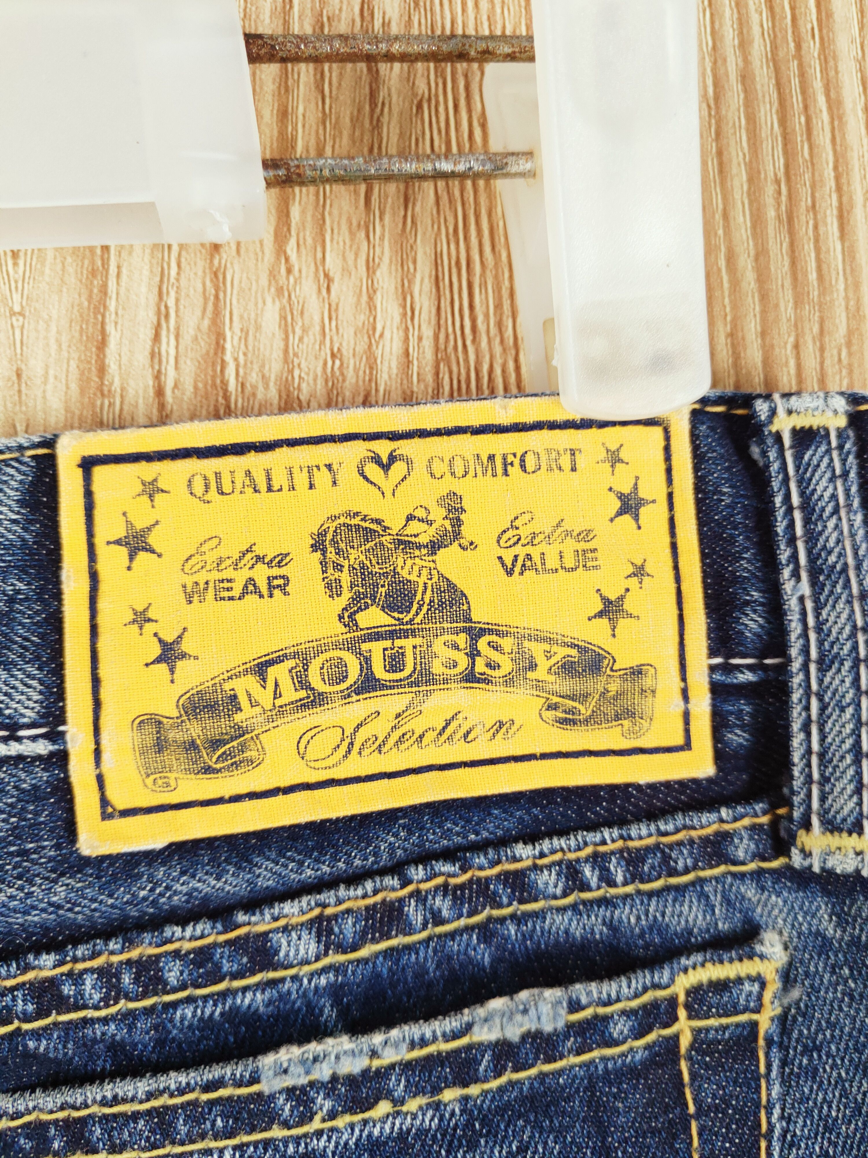 Japanese Brand Moussy Dark Blue Distressed Ripped bootcut denim Jeans #W380 Size 29" - 8 Thumbnail