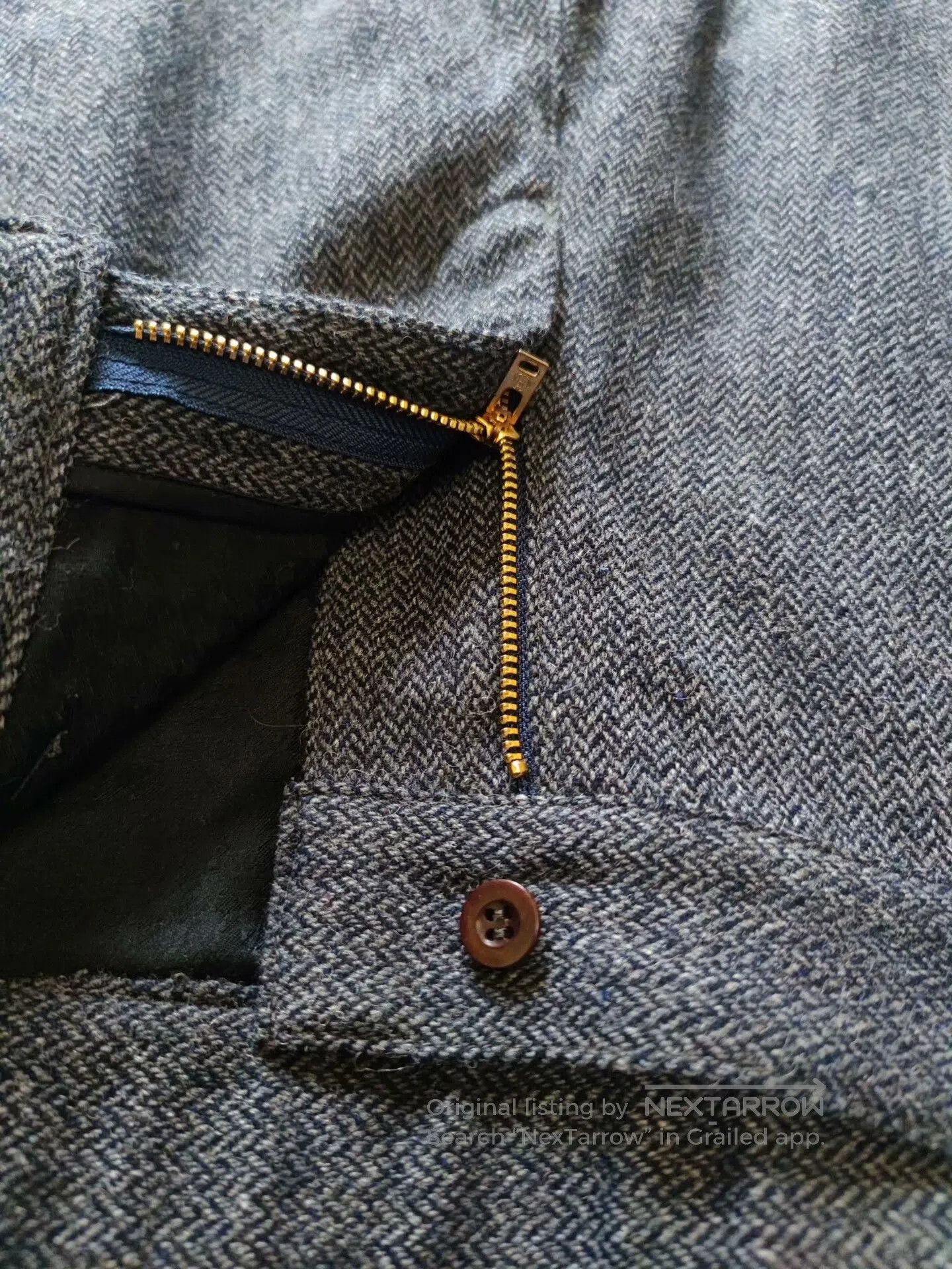 VINNY's Japan Blue Herringbone Wool Tapered Pants. Size US 30 / EU 46 - 6 Thumbnail