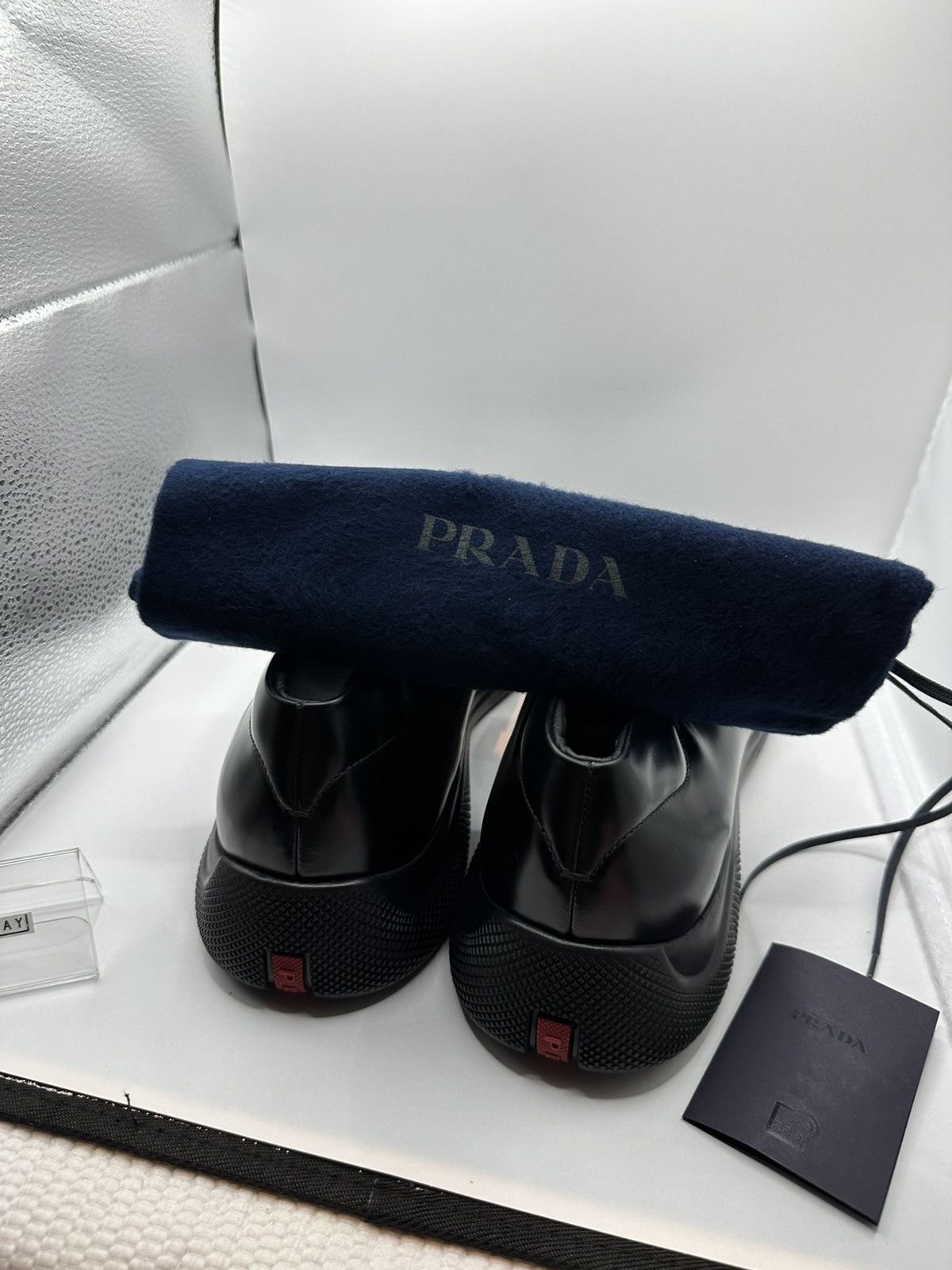 Prada PRADA BRUSHED LEATHER SPORT LOAFERS BLACK Size US 11 / EU 44 - 10 Thumbnail