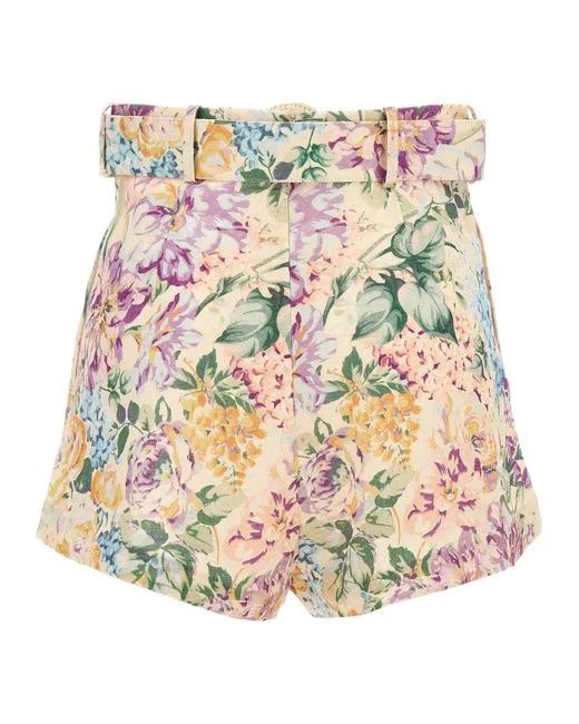 Zimmermann o1s22i1n1024 Halliday Linen Tuck Shorts in Multicolor Size 27" / US 4 / IT 40 - 2 Thumbnail