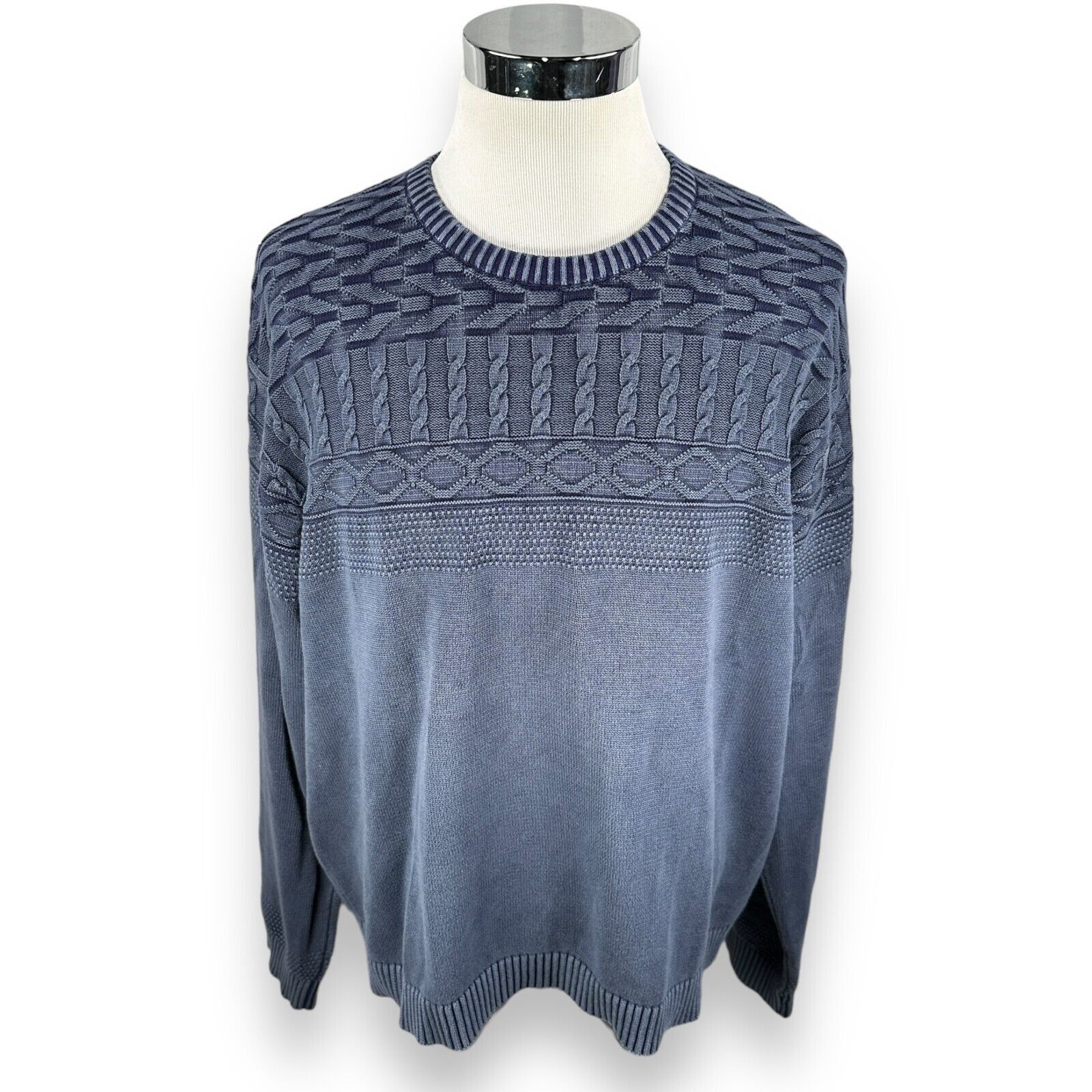 The Unbranded Brand Novica Overdyed Knit Pullover Sweater 2XL XXL Cable Blue Size US XXL / EU 58 / 5 - 1 Thumbnail