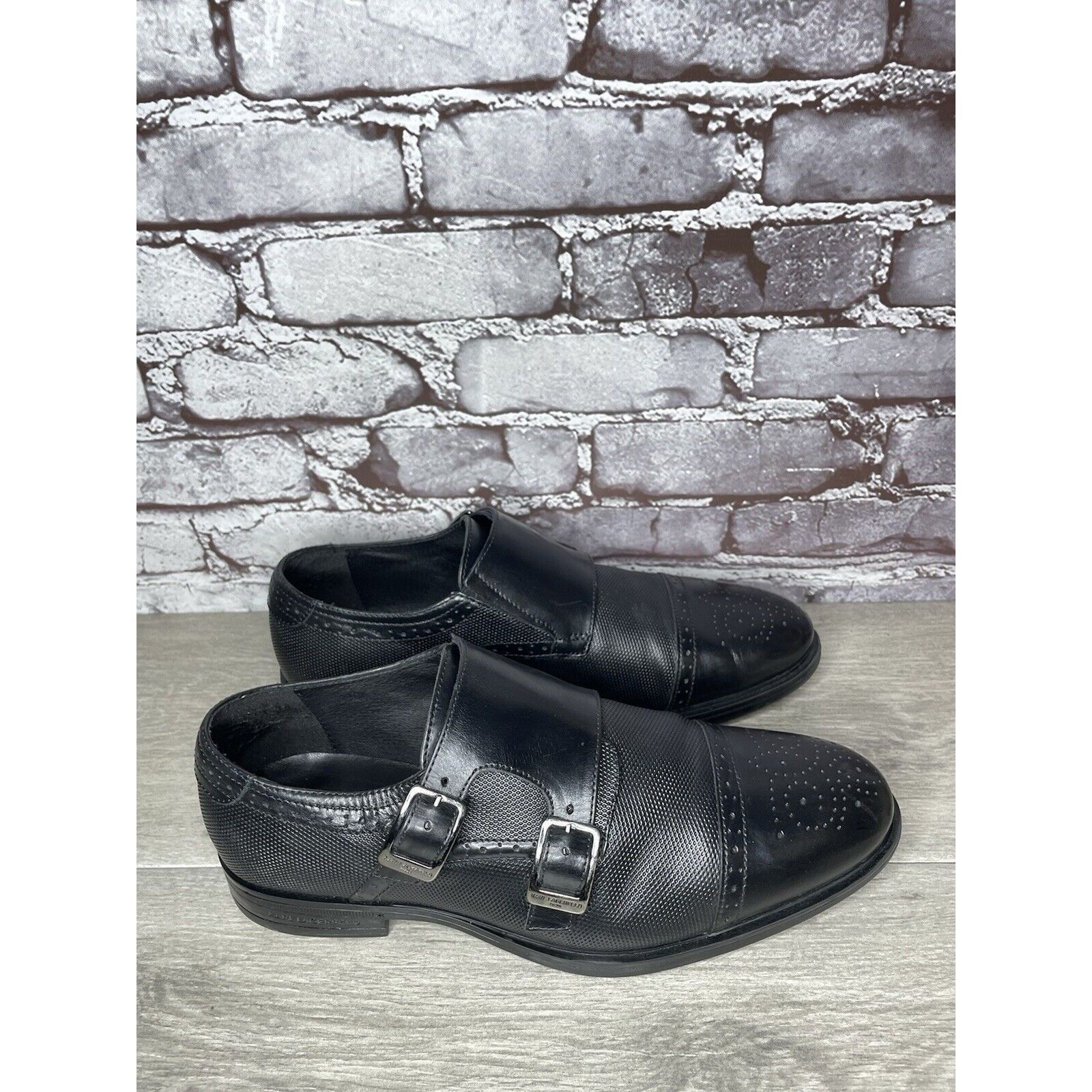Karl Lagerfeld KARL LAGERFELD Black Leather Double Monk Strap Loafers Shoes Size US 11.5 / EU 44-45 - 14 Thumbnail