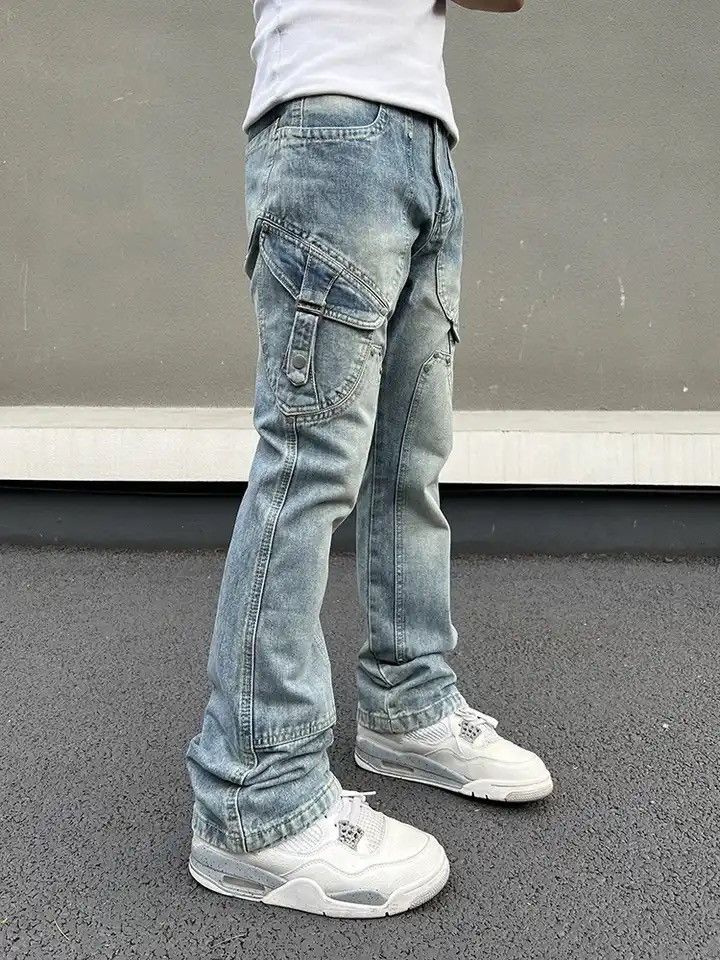 Japanese Brand × Vintage Ripped Jeans for Men Street Slim Blue Size US 29 - 4 Thumbnail