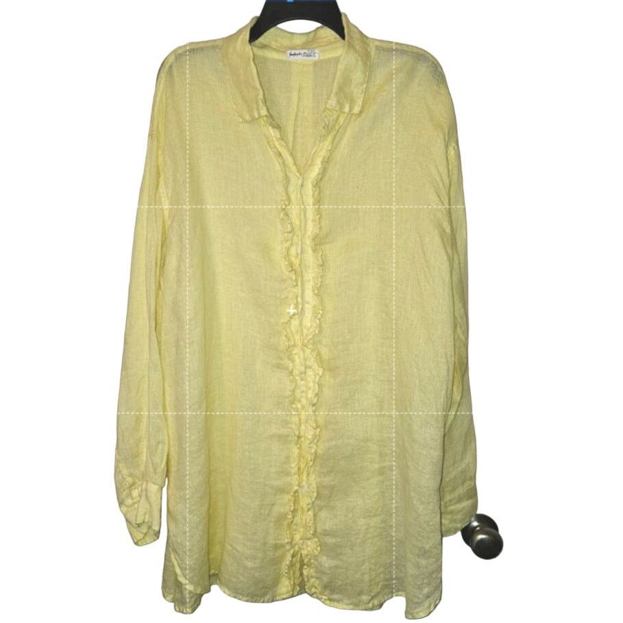 Free People New Free People CP Shades Solid Ruffle Linen Shirt $252 XS Size XS / US 0-2 / IT 36-38 - 6 Thumbnail