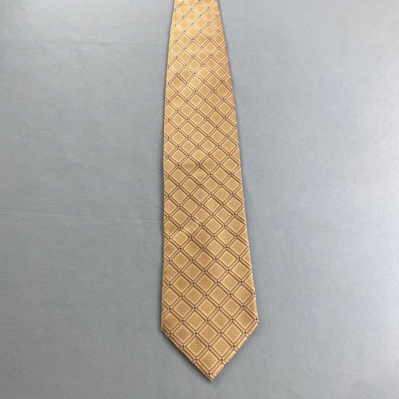Vintage VINTAGE Henry Jacobson Silk Tie Necktie Geometric Dots Yellow Gold Blue 57"-60" 4x60 Mens Size ONE SIZE - 3 Thumbnail