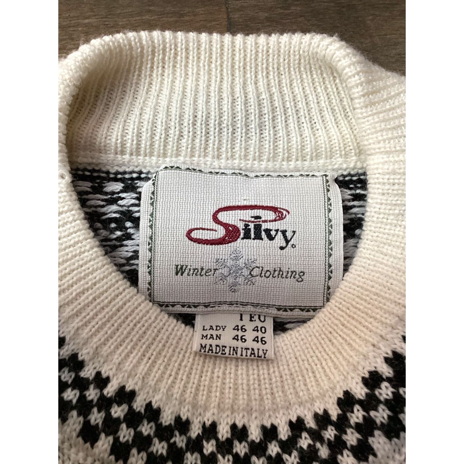 Vintage VINTAGE Silvy Winter Clothing Sweater Unisex Adults M Italy 46 Black Crew Neck Long Sleeve Nordic Wool Blend Pullover Size US M / EU 48-50 / 2 - 3 Thumbnail