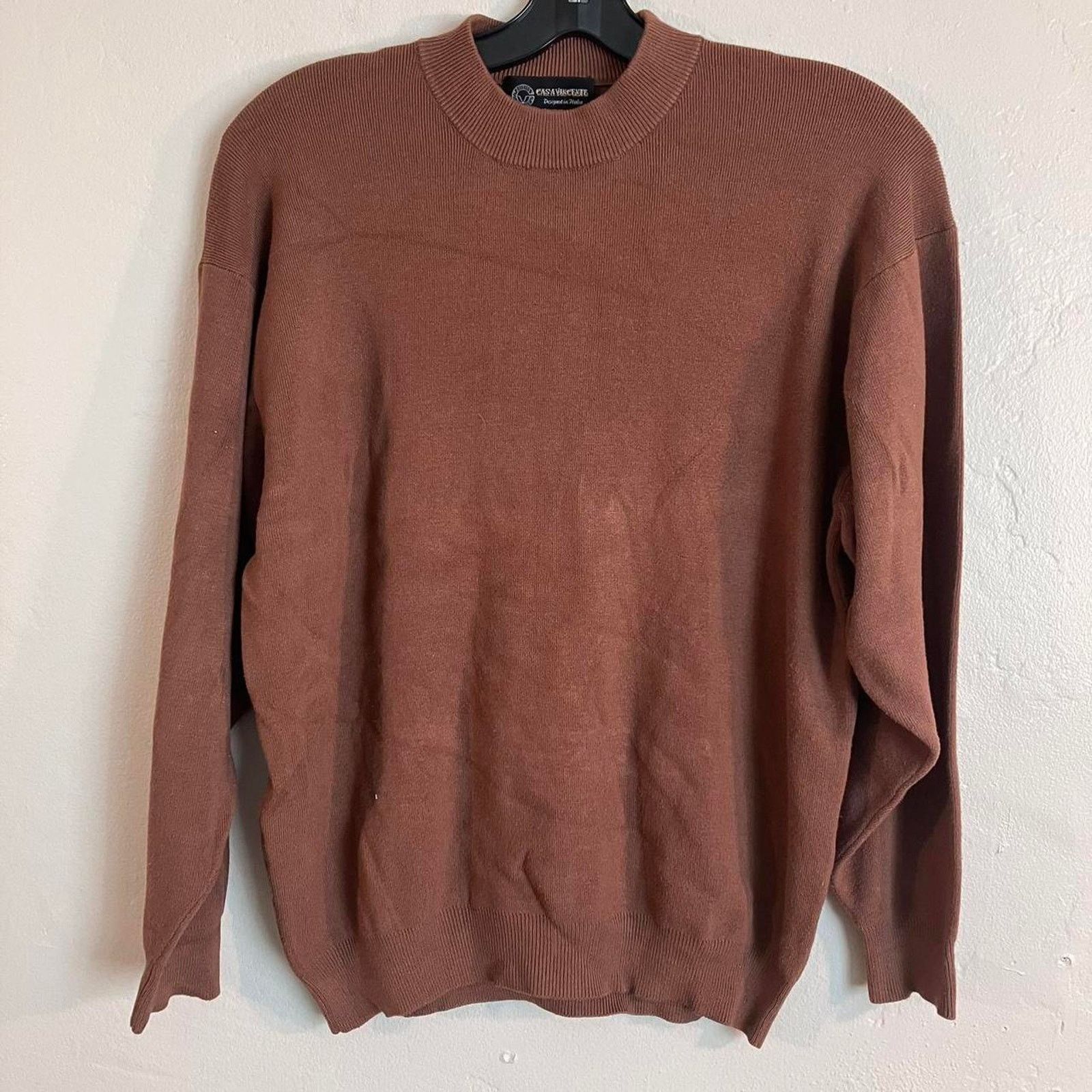 Vintage Casa Vincente Brown Wool Blend Pullover Sweater Size US M / EU 48-50 / 2 - 1 Thumbnail