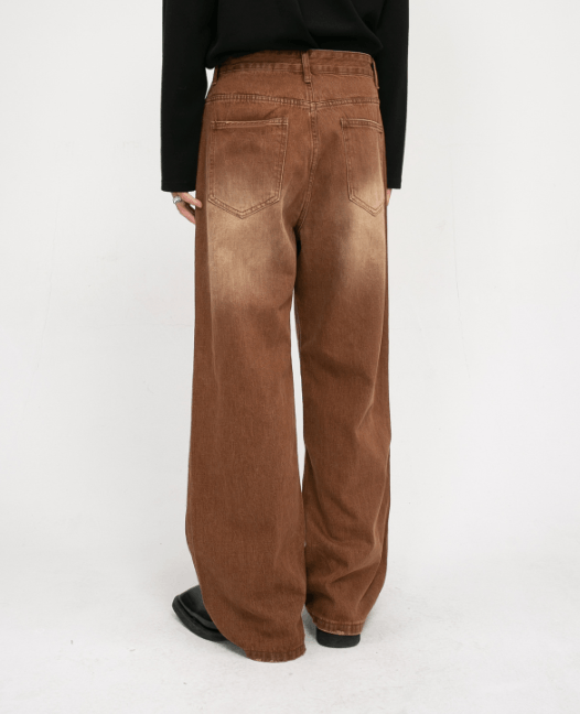 Japanese Brand × Jean Vintage Brown Washed Loose Straight Jeans Size US 32 / EU 48 - 4 Thumbnail