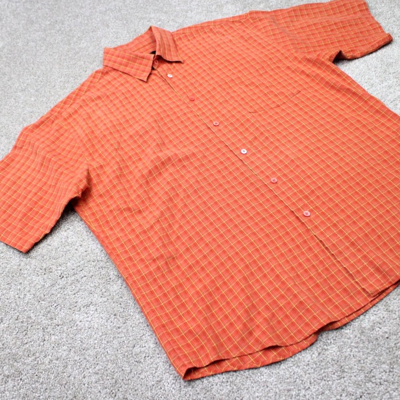 BUGATCHI Bugatchi Uomo Shirt Mens XL Orange Modal Rayon Short Sleeve Button-Down Size US XL / EU 56 / 4 - 5 Thumbnail