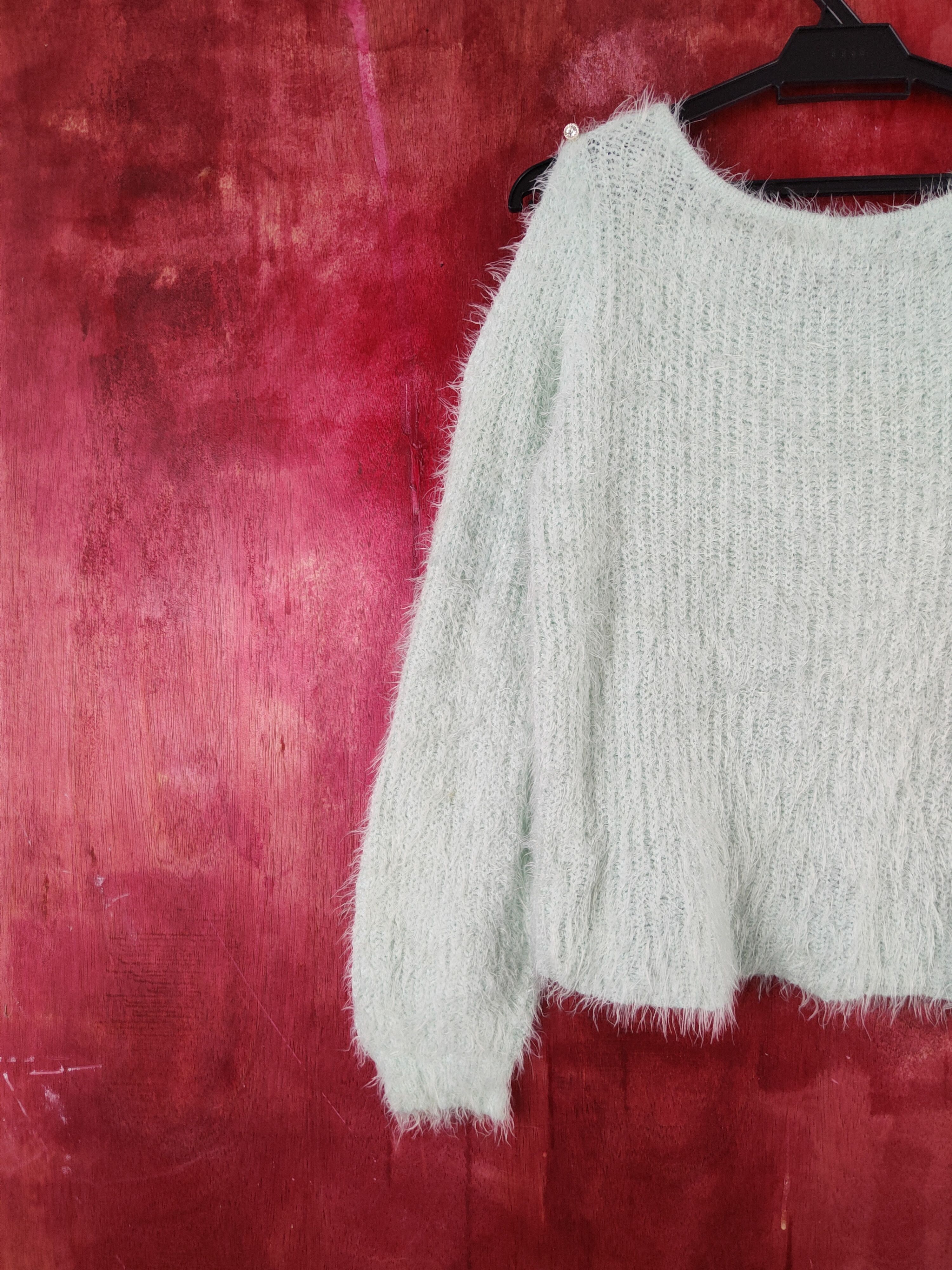 Japanese Brand Cecil McBee Green Shag Shaggy Fur Mohair Knitwear #S2027 Size M / US 6-8 / IT 42-44 - 10 Thumbnail