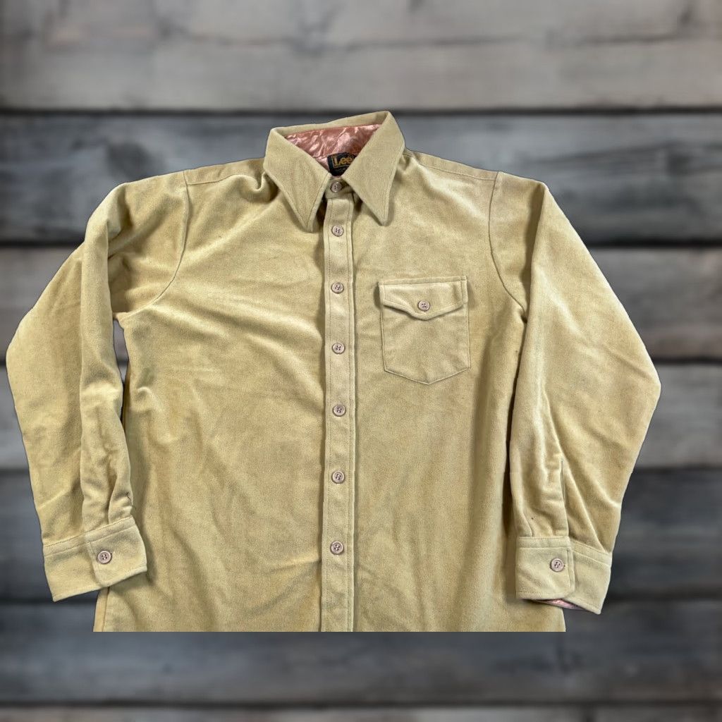 Lee VTG 80s Lee Fleece Shirt Men's Large Beige USA Made Workwear Big Collar Button-Up Size US L / EU 52-54 / 3 - 1 Thumbnail