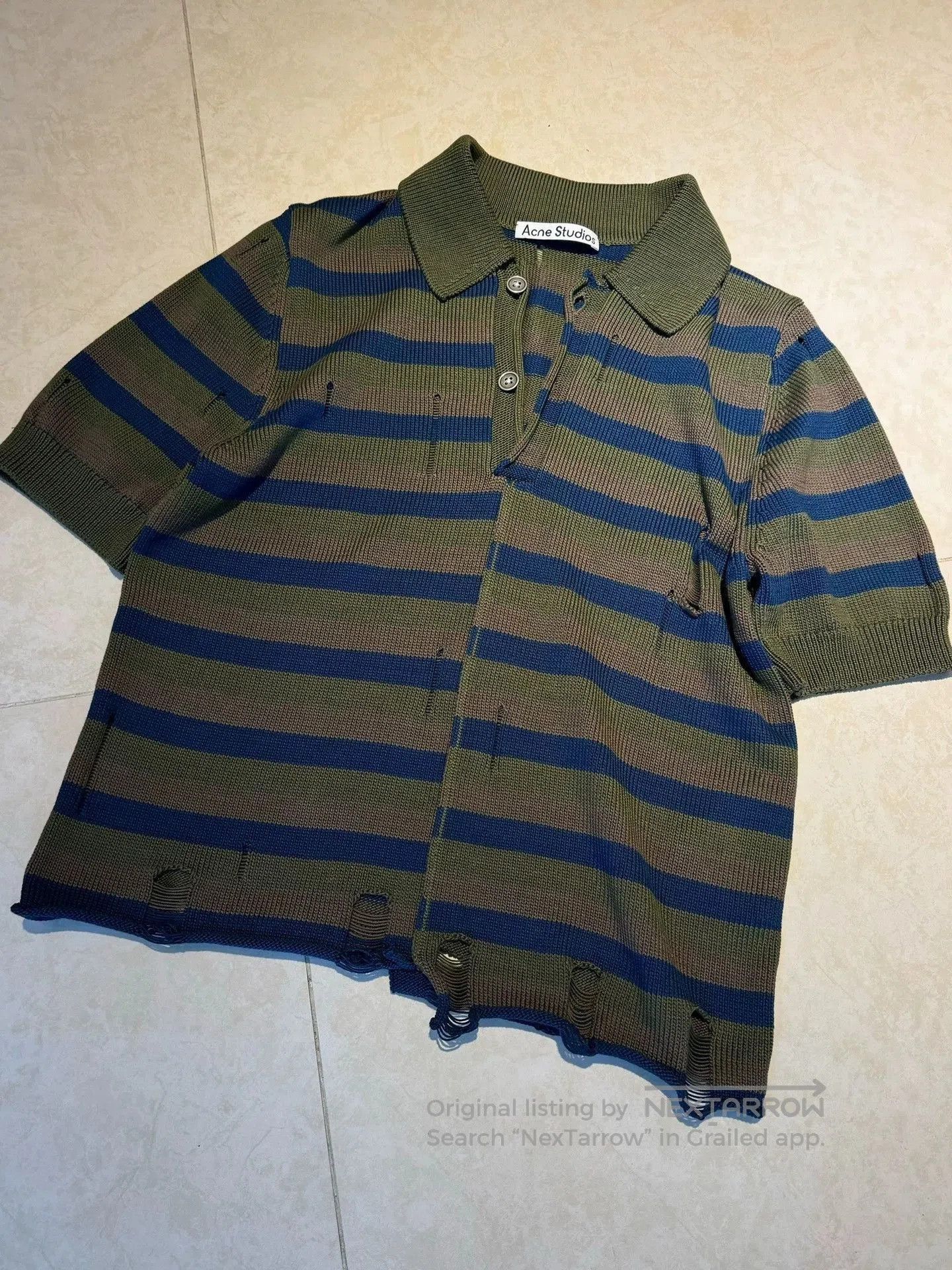 Acne Studios Multi Striped Short Sleeve Polo Shirt. Size US S / EU 44-46 / 1 - 1 Thumbnail