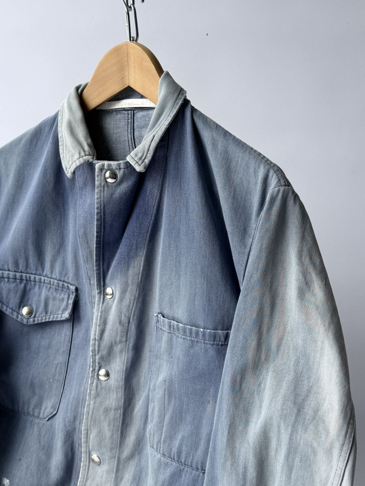 Le Laboureur Vintage 80s French Swiss Made Faded Work Chore Jacket Size US M / EU 48-50 / 2 - 3 Thumbnail