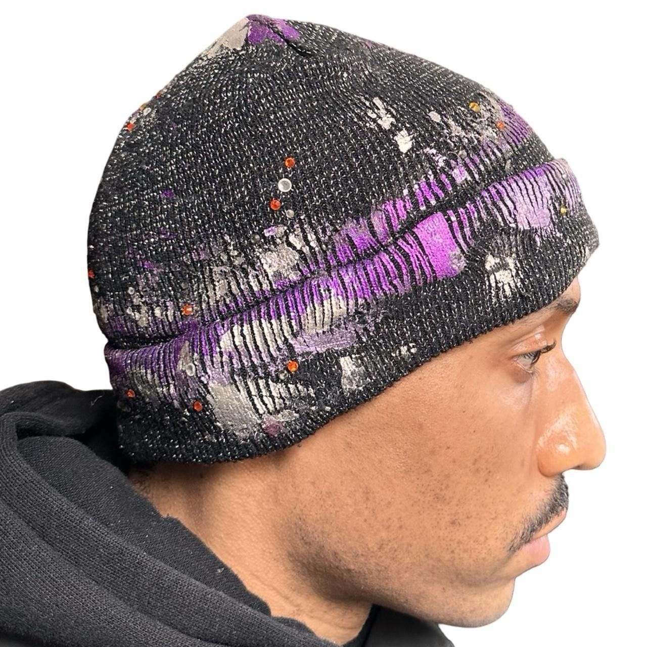 Other ASTROBOI* Black & Purple Metallic Rhinestone Winter Beanie Size ONE SIZE - 5 Thumbnail