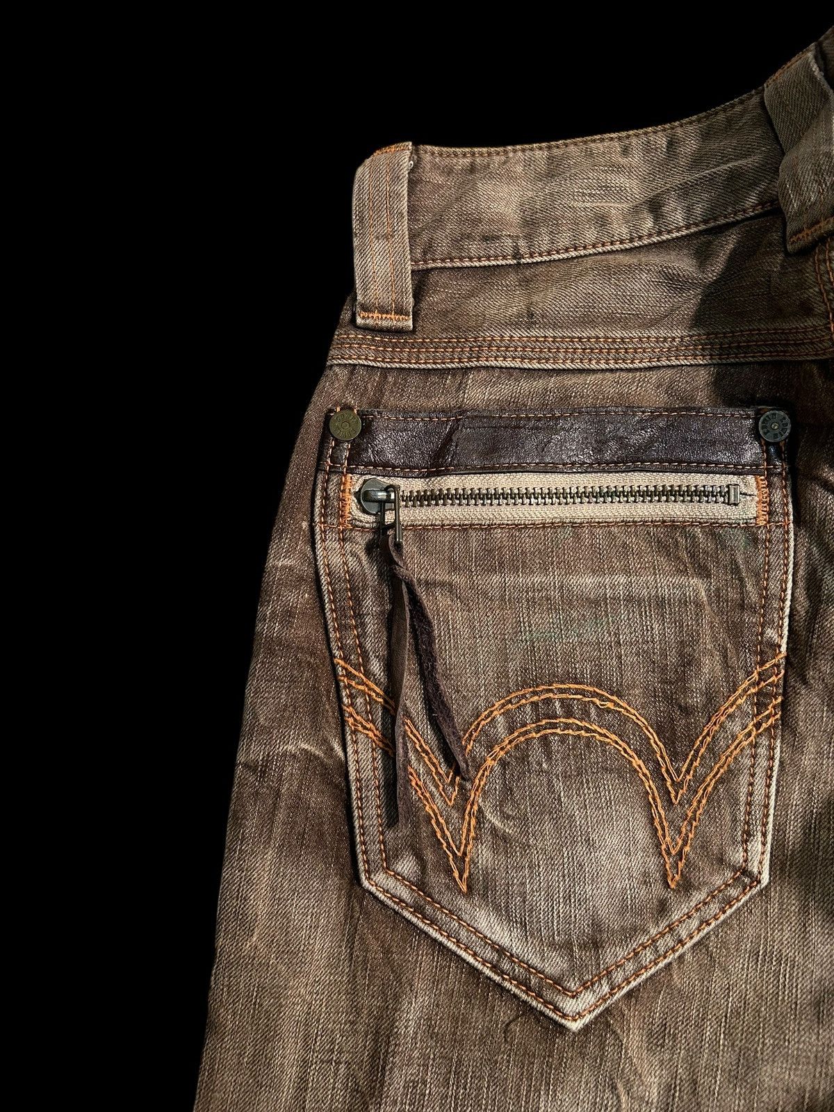 Edwin × Japanese Brand × Who Decides War VINTAGE EDWIN503 RUSTY FADED MUD WASH DENIM JEANS RARE Size US 28 / EU 44 - 10 Thumbnail